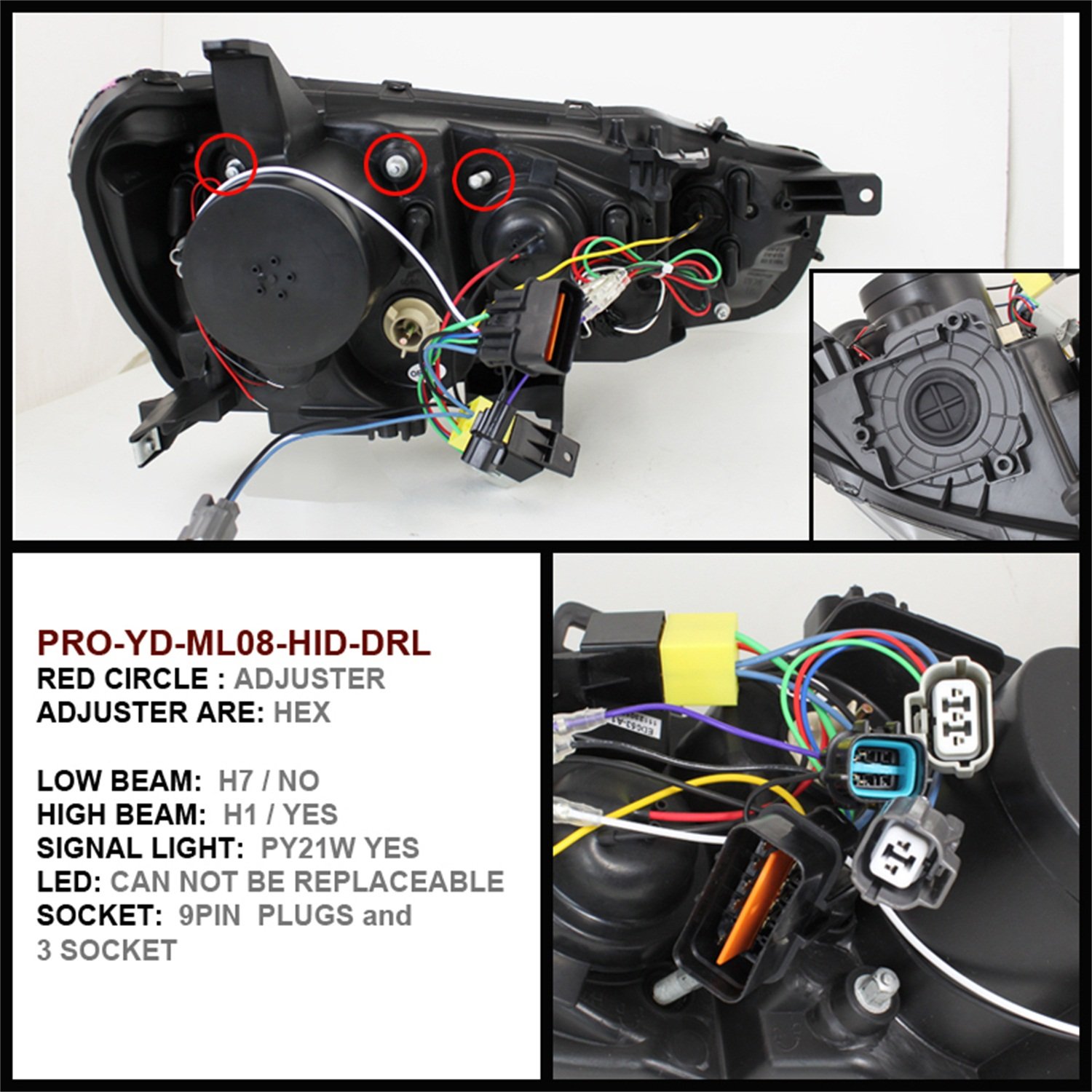 Mitsubishi Lancer EVO-10 Projector Headlights HID Black for 2008-2017 - Night Driving Upgrade
