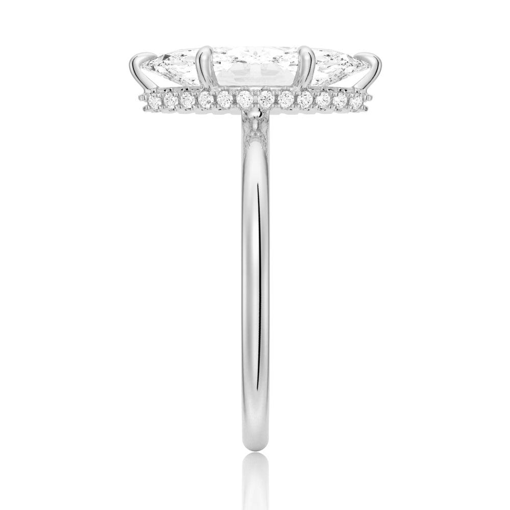 Petite Marquise Solitaire Moissanite Engagement Ring & Wedding Band Set for Couples - Perfect for Proposals, Anniversaries, and Romantic Occasions