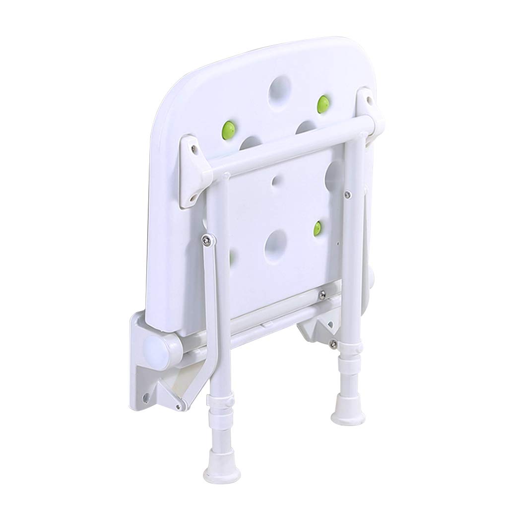 Foldable Wall-Mounted Shower Seat with Metal Support Legs - Adjustable Bathroom Shower Chair for Elderly & Disabled - Non-Slip Fold Up Bath Bench for Safe Showering (Ideal for Small Bathrooms & Mobility Assistance)