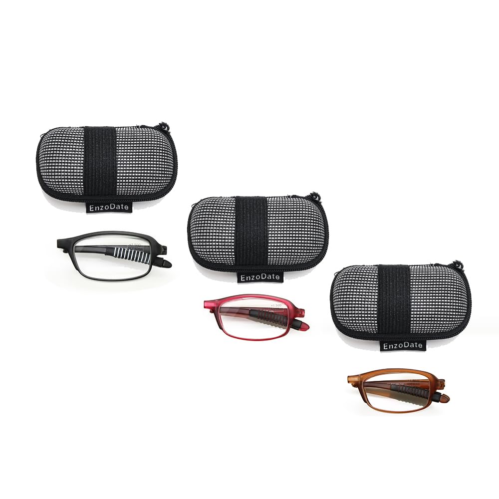 Flexible Mini Folding Reading Glasses 1.0 to +3.5 Diopter - Lightweight Pocket Readers for Men & Women with Presbyopia (Red) - Perfect for Travel, Reading & Everyday Use