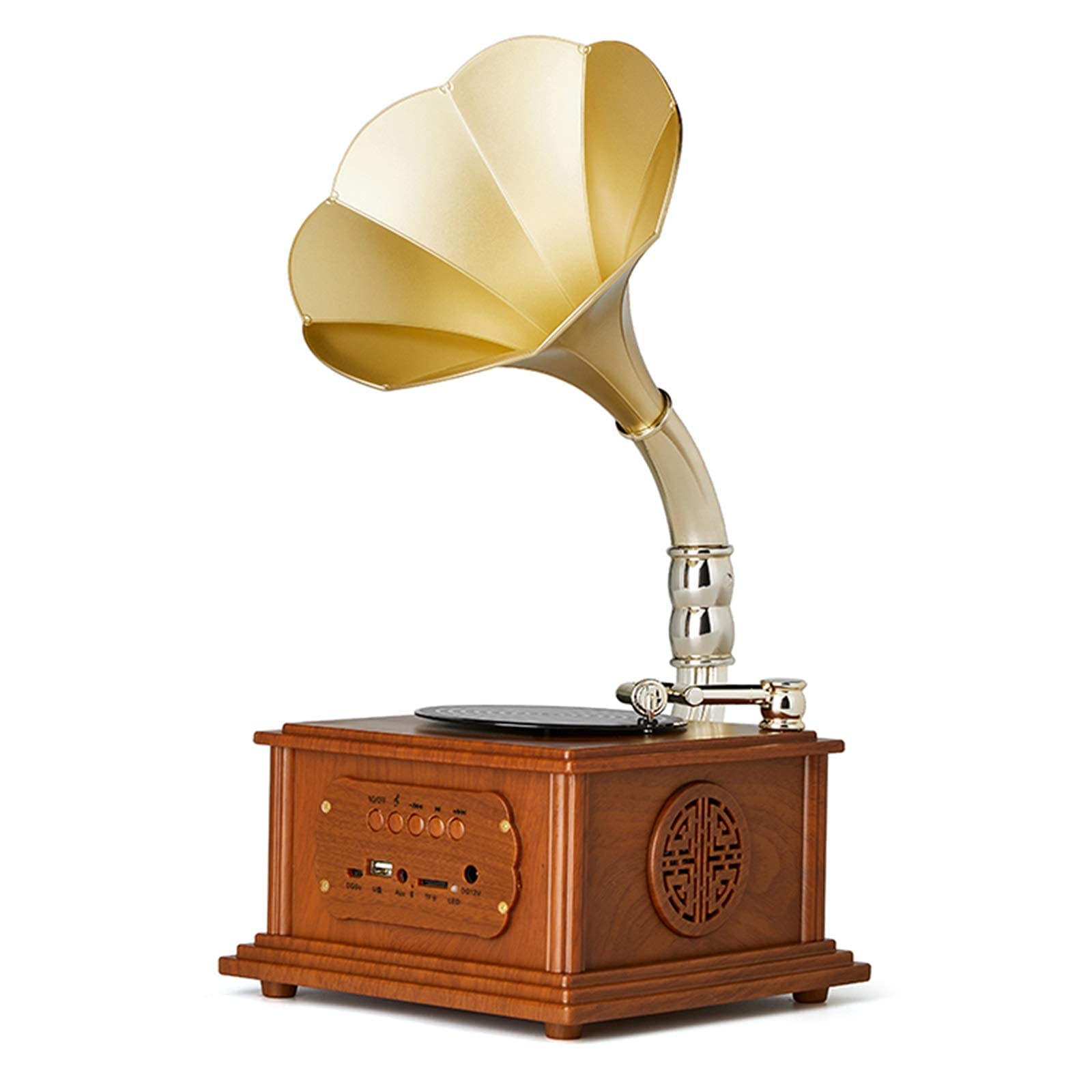 VejiA Vintage Bluetooth Turntable with Built-in Speakers - Wireless Phonograph Player, AUX 3.5mm Input, Retro Home Decor for Living Room & Bedroom | Perfect for Music Lovers, Vinyl Enthusiasts & Home Entertainment