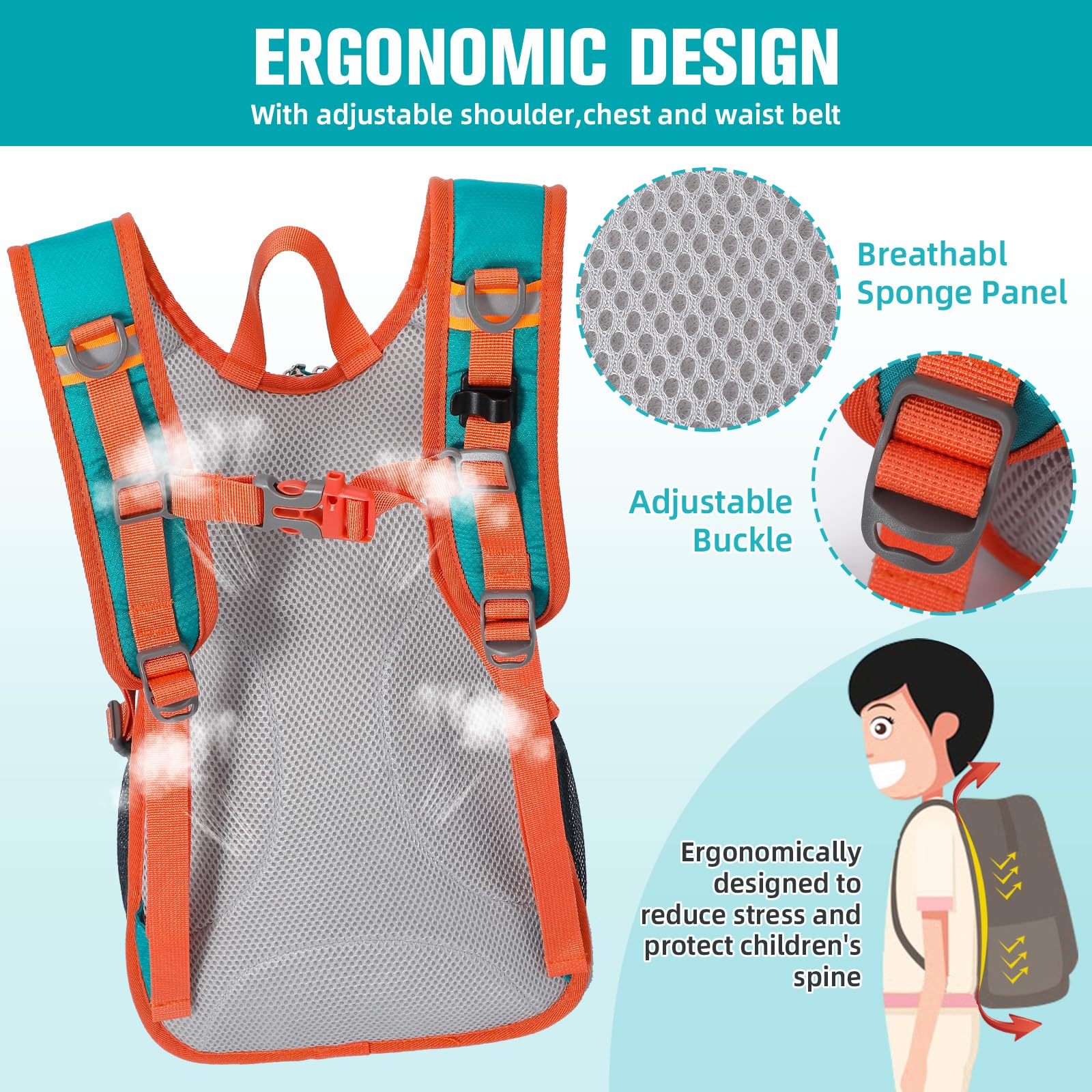 12L Kids Hiking Backpack with Hydration Pack - Waterproof Lightweight Camping Backpack for Boys & Girls Ages 5-12 | Perfect for Outdoor Adventures, School Trips & Travel Accessories