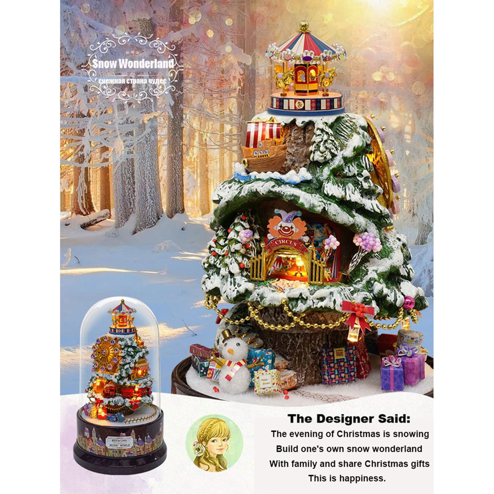 Spilay DIY Miniature Dollhouse Wooden Furniture Kit - Handmade 1:24 Scale Mini Rotating Music Box Model with Glass Cover | Creative Gift for Girls | Perfect for Home Decor, Birthday Presents & Collectors
