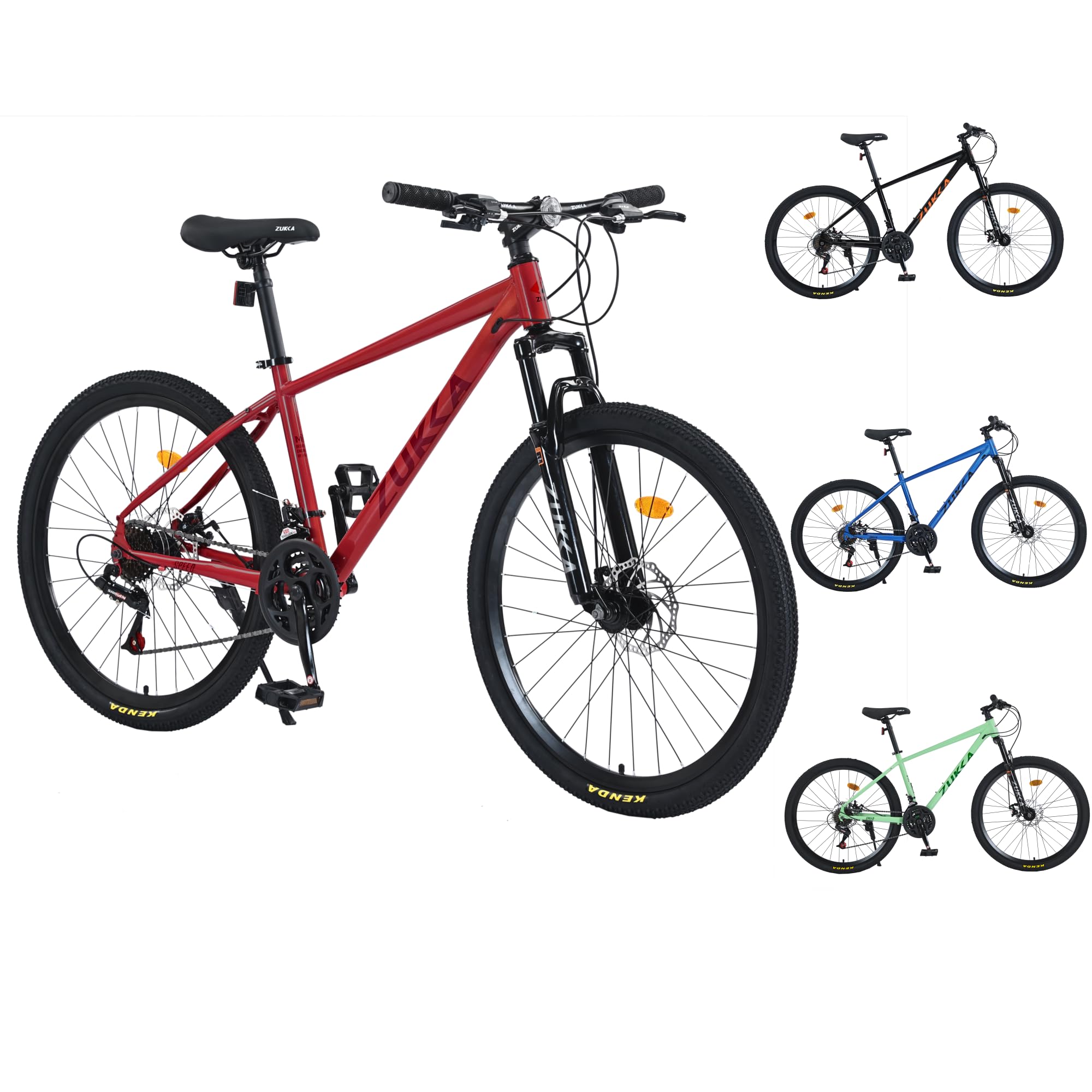26 Inch Mountain Bike for Adults - 24 Speed Suspension Bicycle with Lightweight Aluminum Frame & Dual Disc Brakes - Hybrid Road & Trail Bike for Men & Women - Perfect for Commuting, Off-Road Adventures & City Riding (Multiple Colors Available)