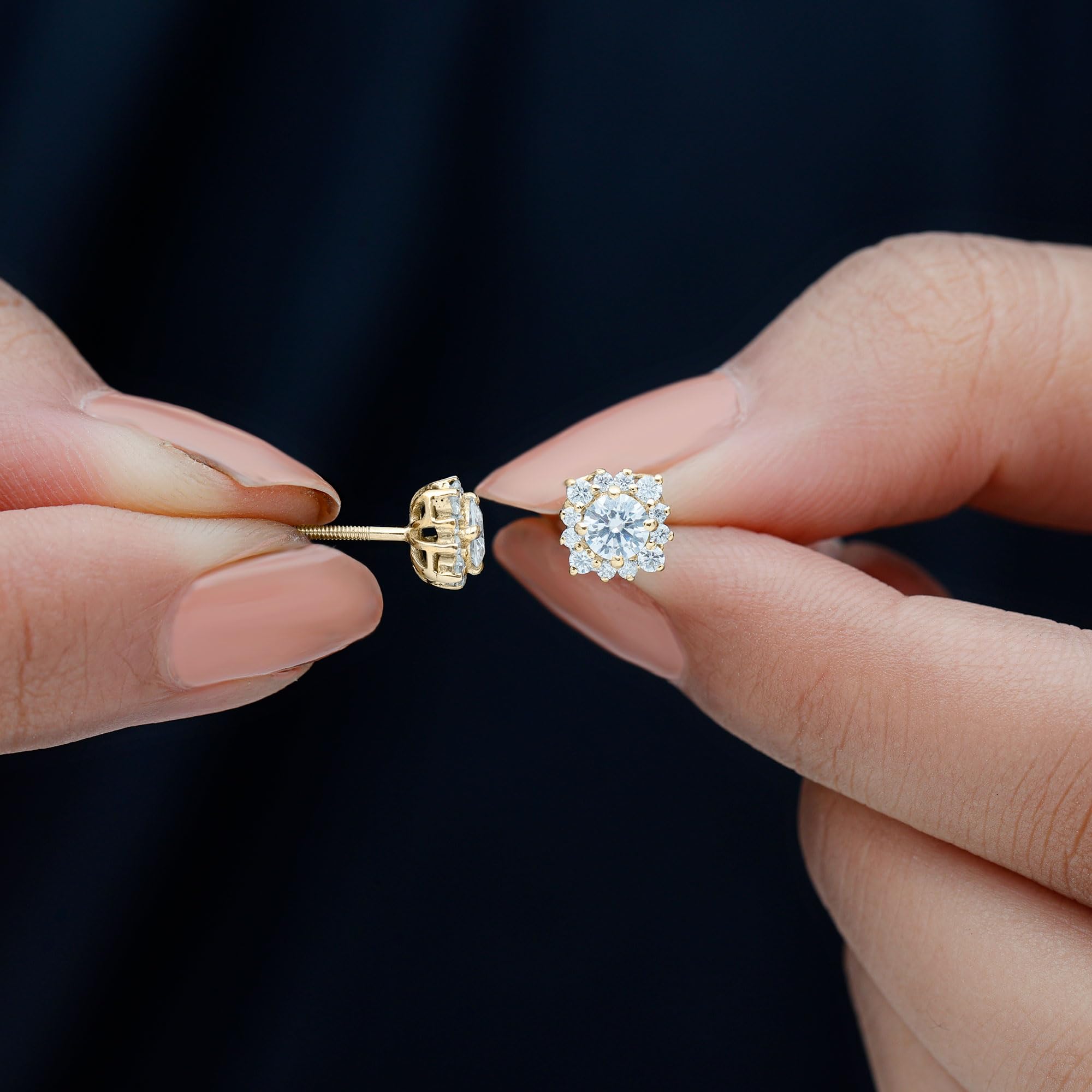 Certified Moissanite Diamond Halo Earrings - D-Vs1 Quality Stud Earrings with Jewelry Box - Perfect for Weddings, Anniversaries & Special Occasions