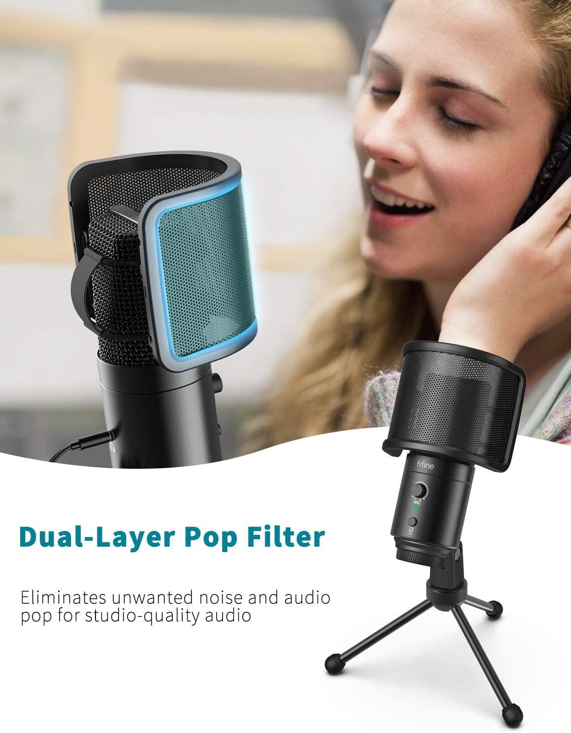 FIFINE K683A USB Microphone - Professional Studio Recording Mic for Podcasting, Streaming, Gaming & Voice Overs - Crystal Clear Sound for YouTube, Zoom & Discord (Black)