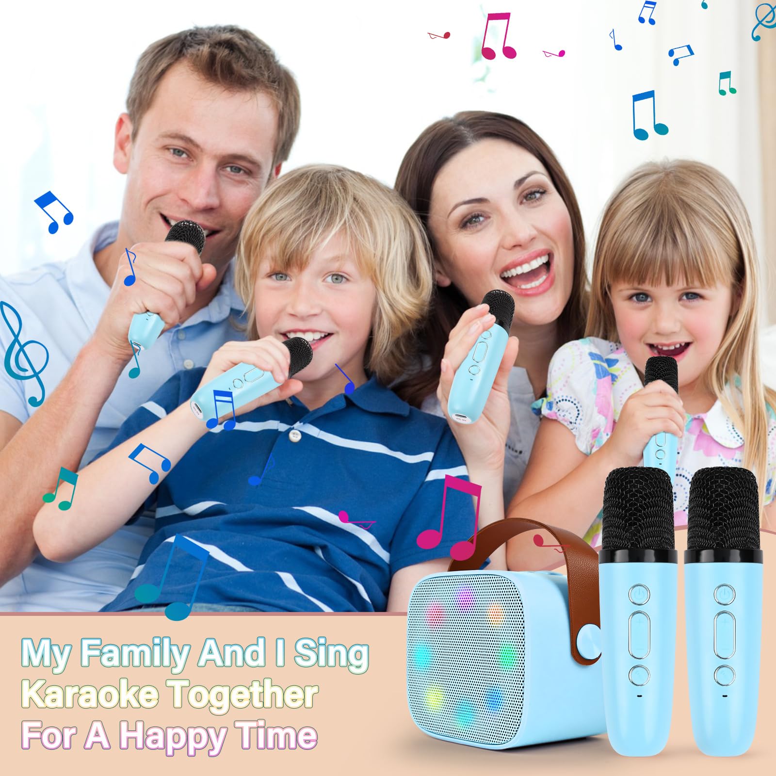 **Comius Sharp Wireless Karaoke Microphone with 2 Mics – Kids Microphone, Home Party Karaoke Machine, Birthday Gift for Boys & Girls – Perfect for Family Gatherings & Sing-Along Fun (Blue)**