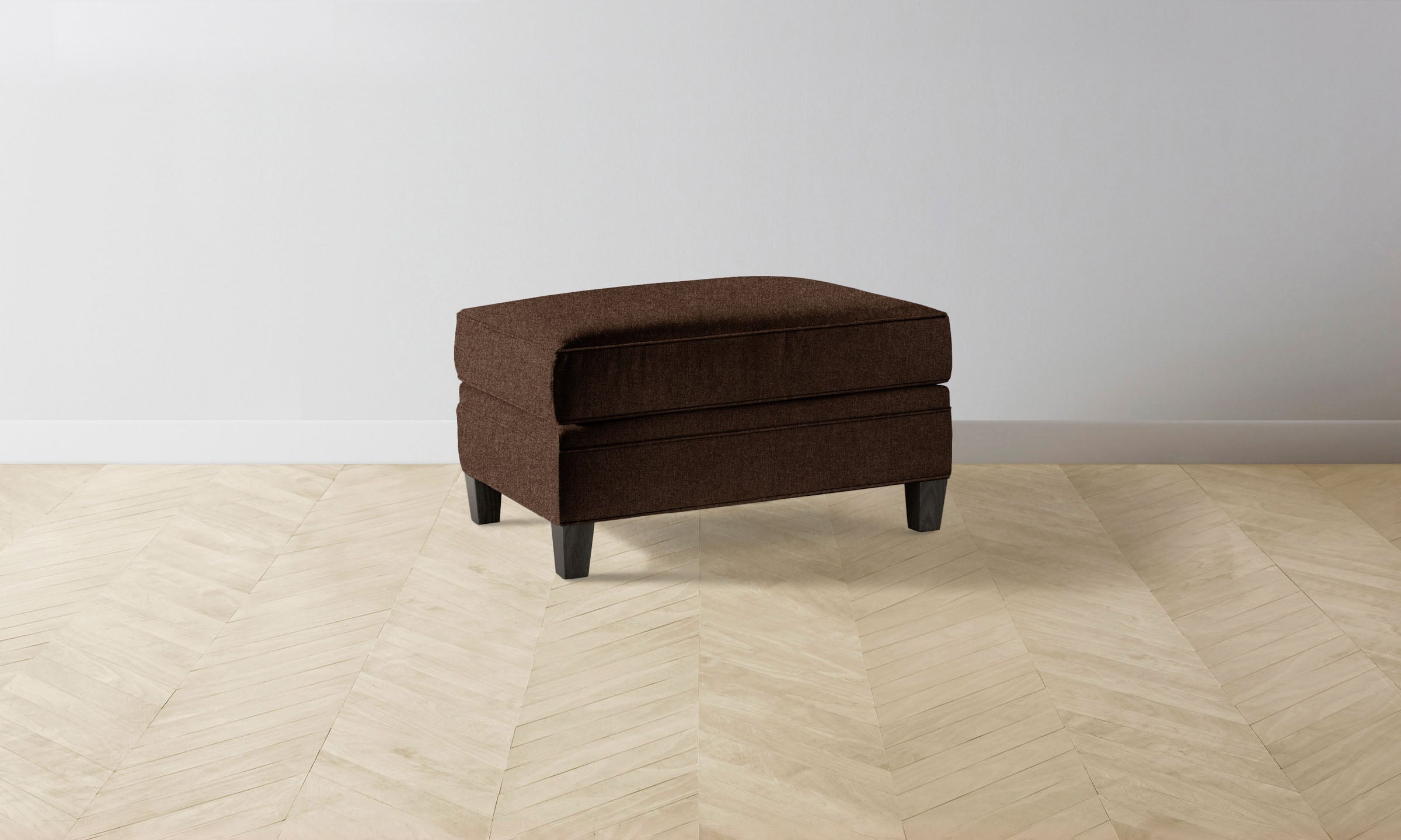 Carmine Ottoman - Italian Brushed Wool Cocoa Brown Footstool | Elegant Living Room Accent, Bedroom Footrest & Cozy Home Decor