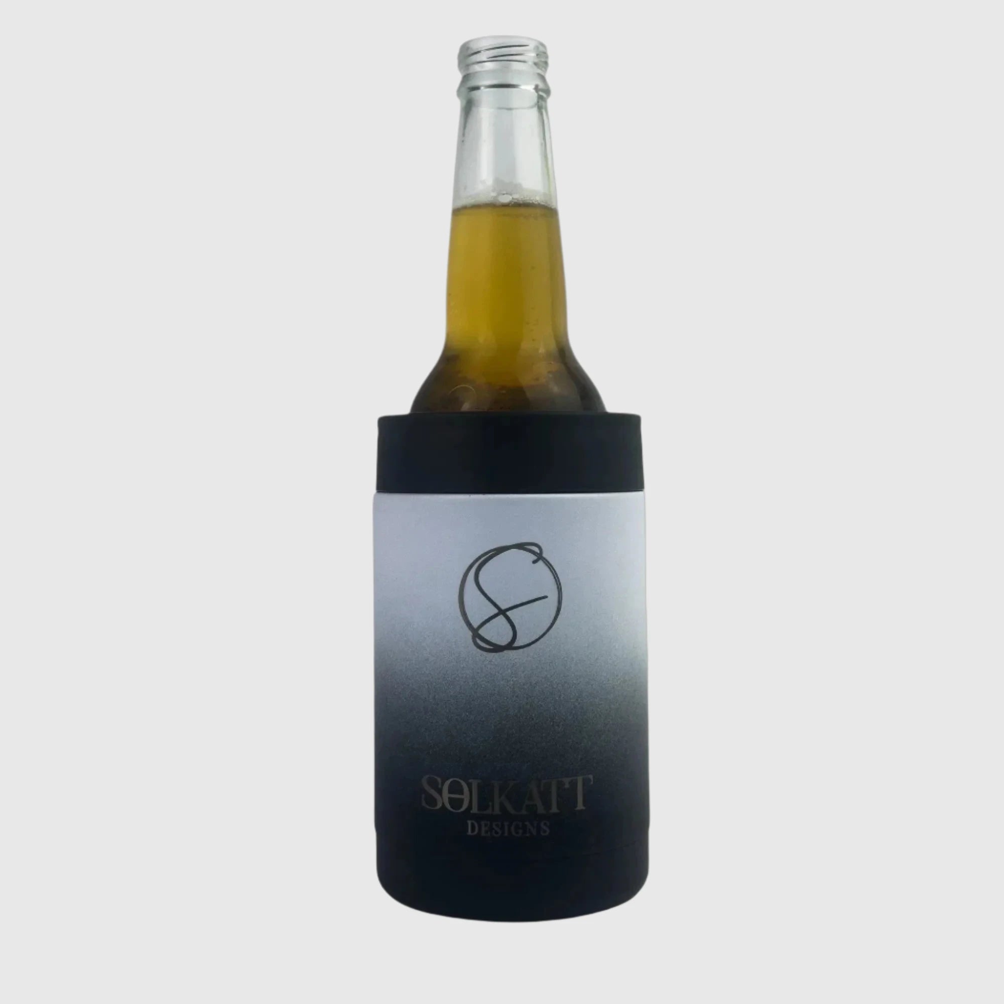 Midnight Black Stubby Cooler - Ombre Style Insulated Stainless Steel Beer Can Cooler for Camping, BBQ & Outdoor Parties