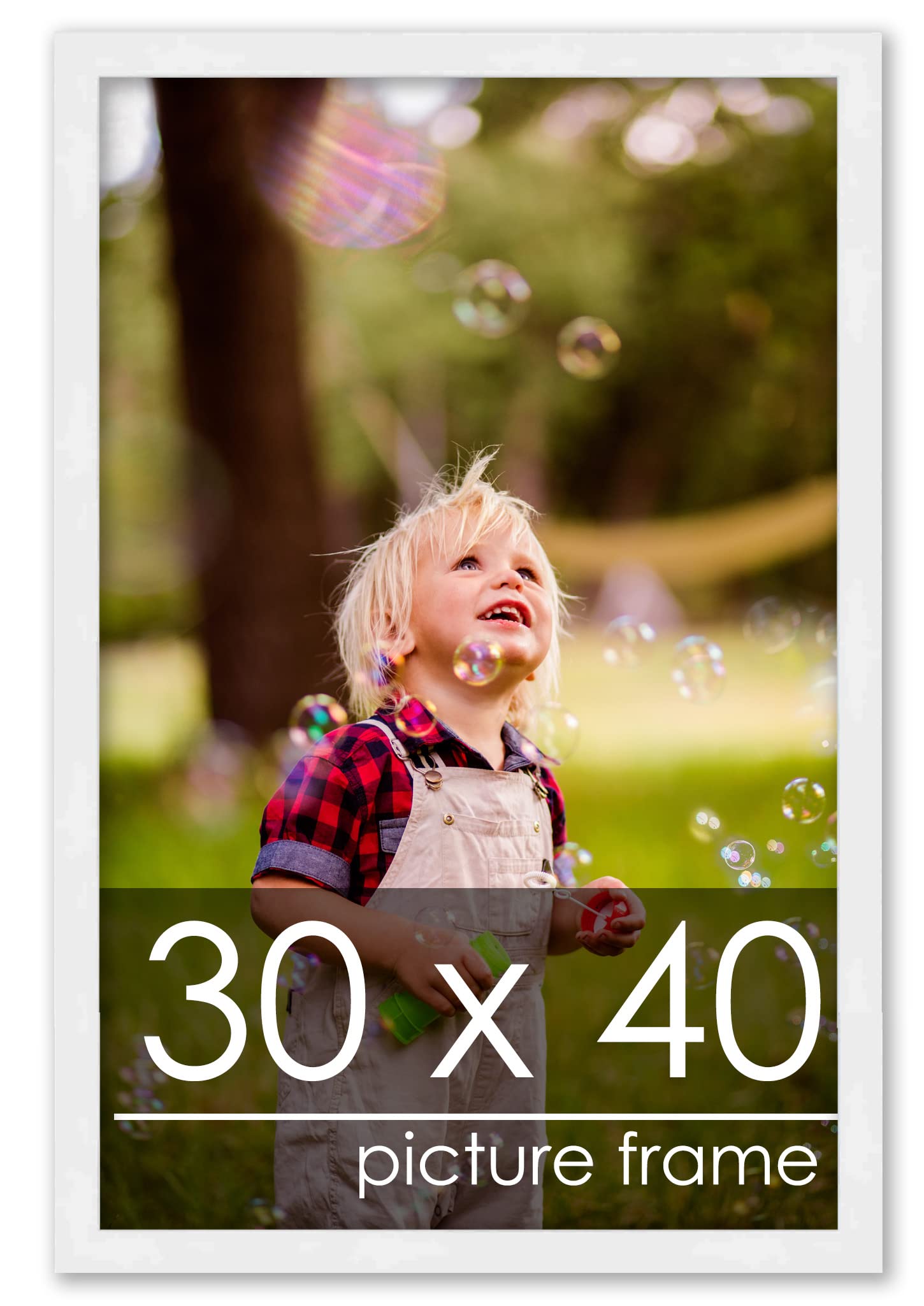 30x40 Contemporary White Wood Picture Frame - Premium Frame Grade Acrylic, Backing & Hanging Hardware - Perfect for Posters, Art Prints & Home Decor Display