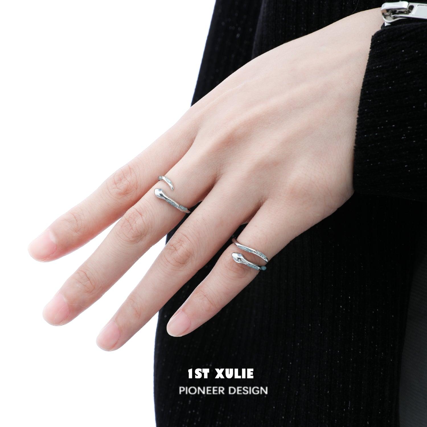Frozen Serpent Girl Adjustable S925 Sterling Silver Ring for Women - Gothic Jewelry for Halloween, Cosplay & Unique Fashion Accessories