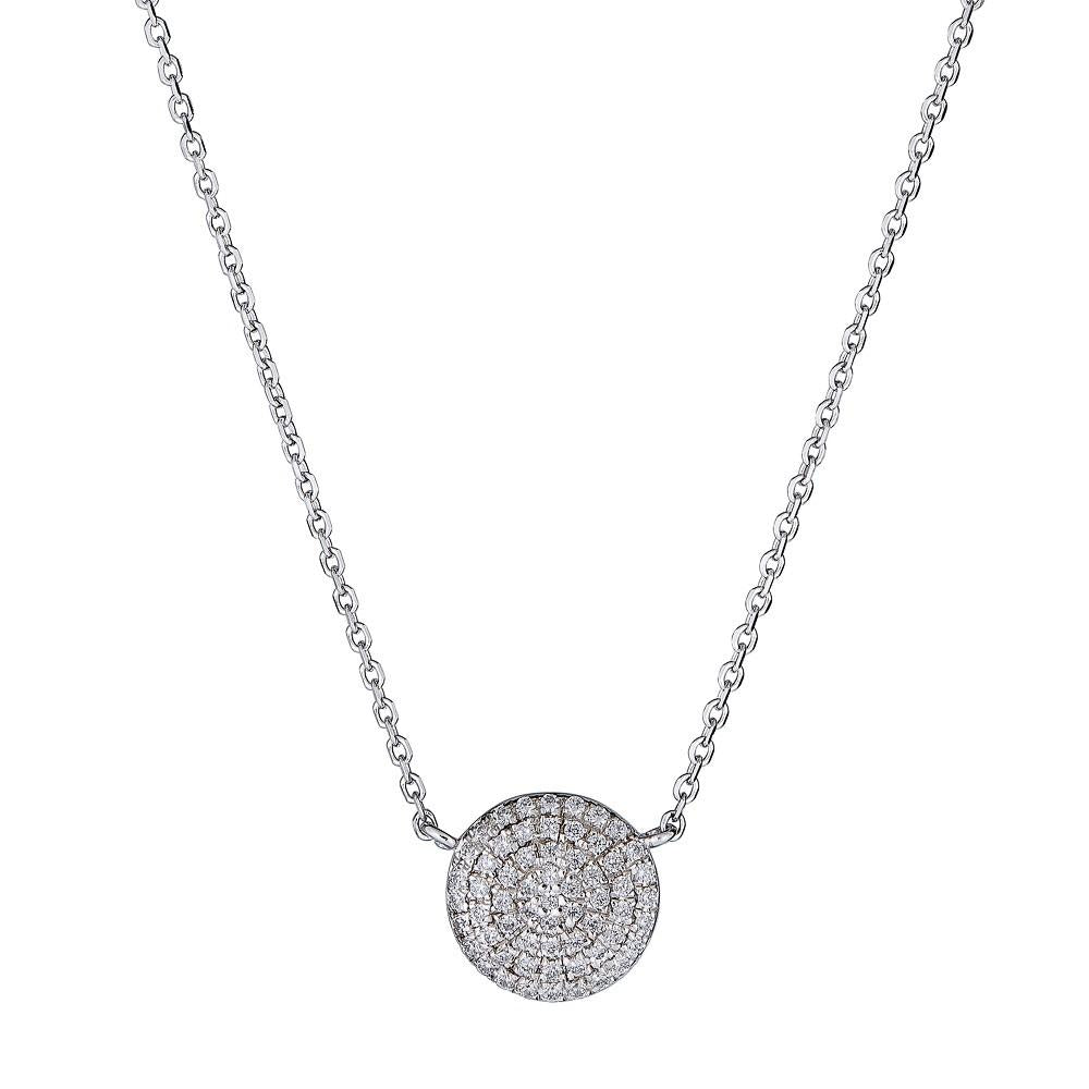 14K Gold 0.12 CTW Diamond Pavé Circle Pendant Necklace for Women - Elegant Everyday Jewelry & Perfect Gift for Anniversary, Birthday or Valentine's Day