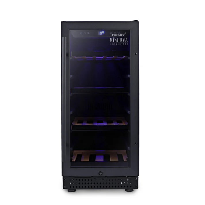 HUSKY Riserva 80L Single Zone Wine Cooler Refrigerator - Black HUSWS33SMBZY for Home, Office, or Restaurant Wine Storage & Display
