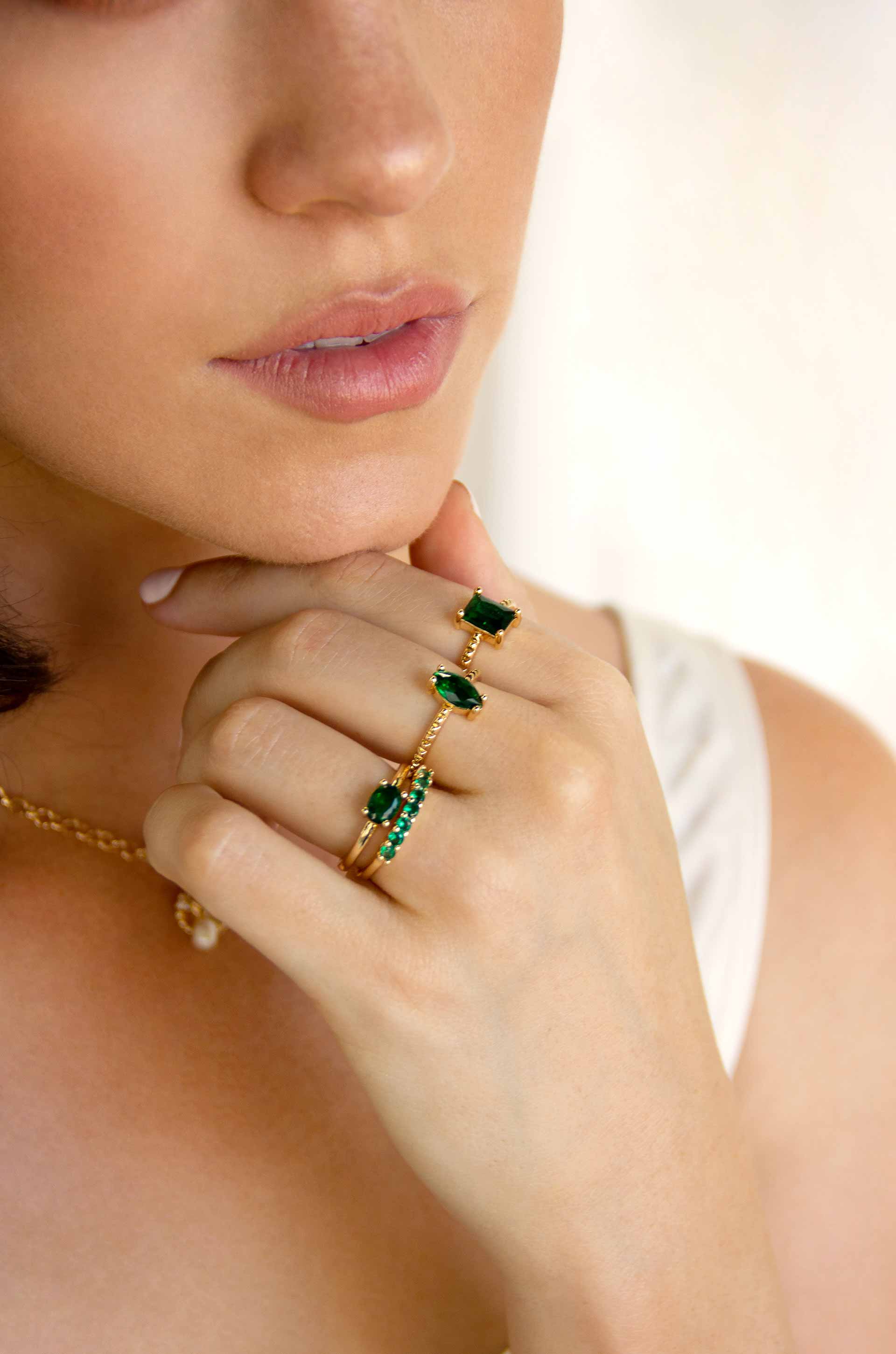 Green With Envy Ring Set - Elegant Emerald Green Jewelry for Women | Perfect for Weddings, Parties & Special Occasions