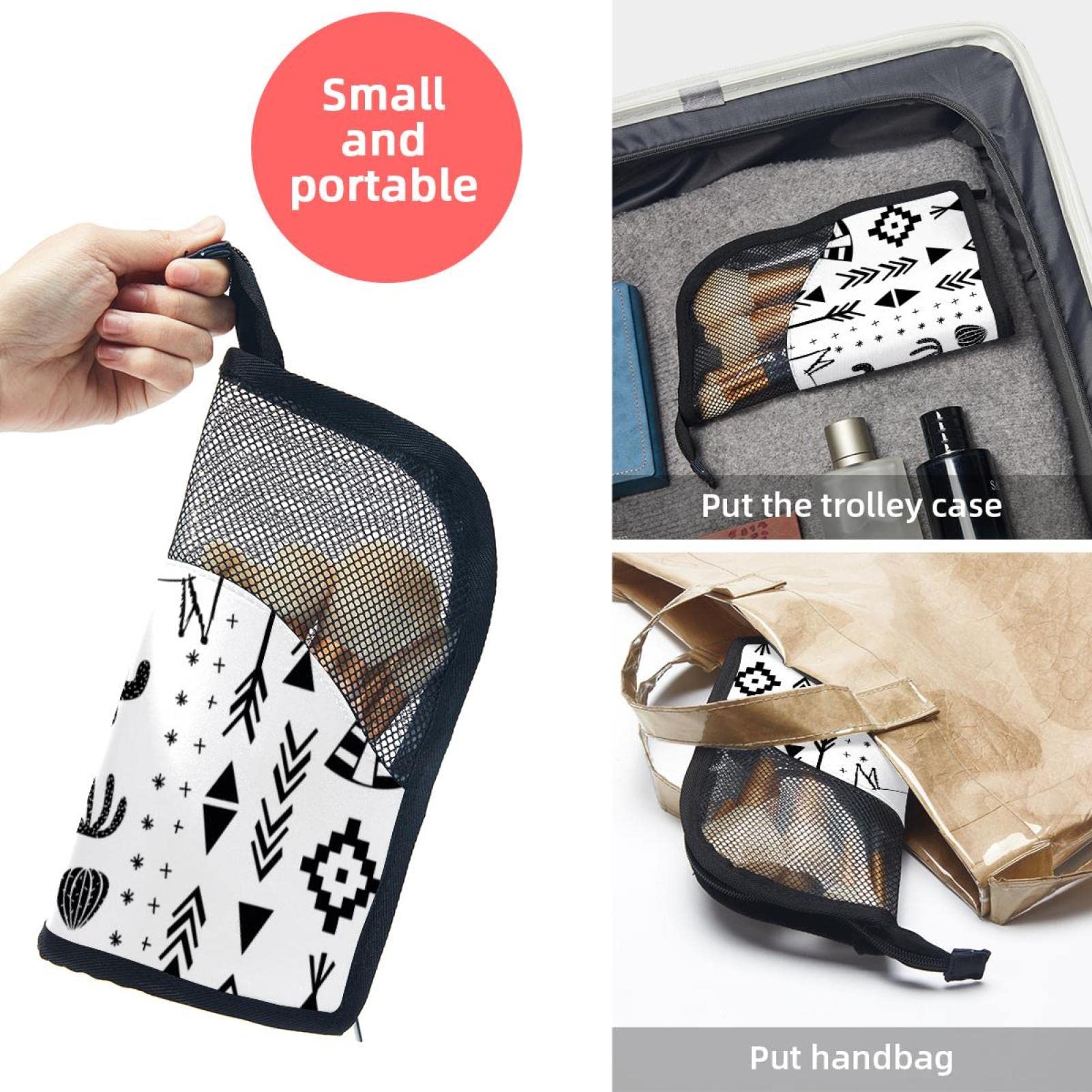 12-Piece Makeup Brush Organizer Bag with Portable Holder Case – Southwest Black & White Design | Perfect for Travel, Home Vanity & Professional Makeup Artists