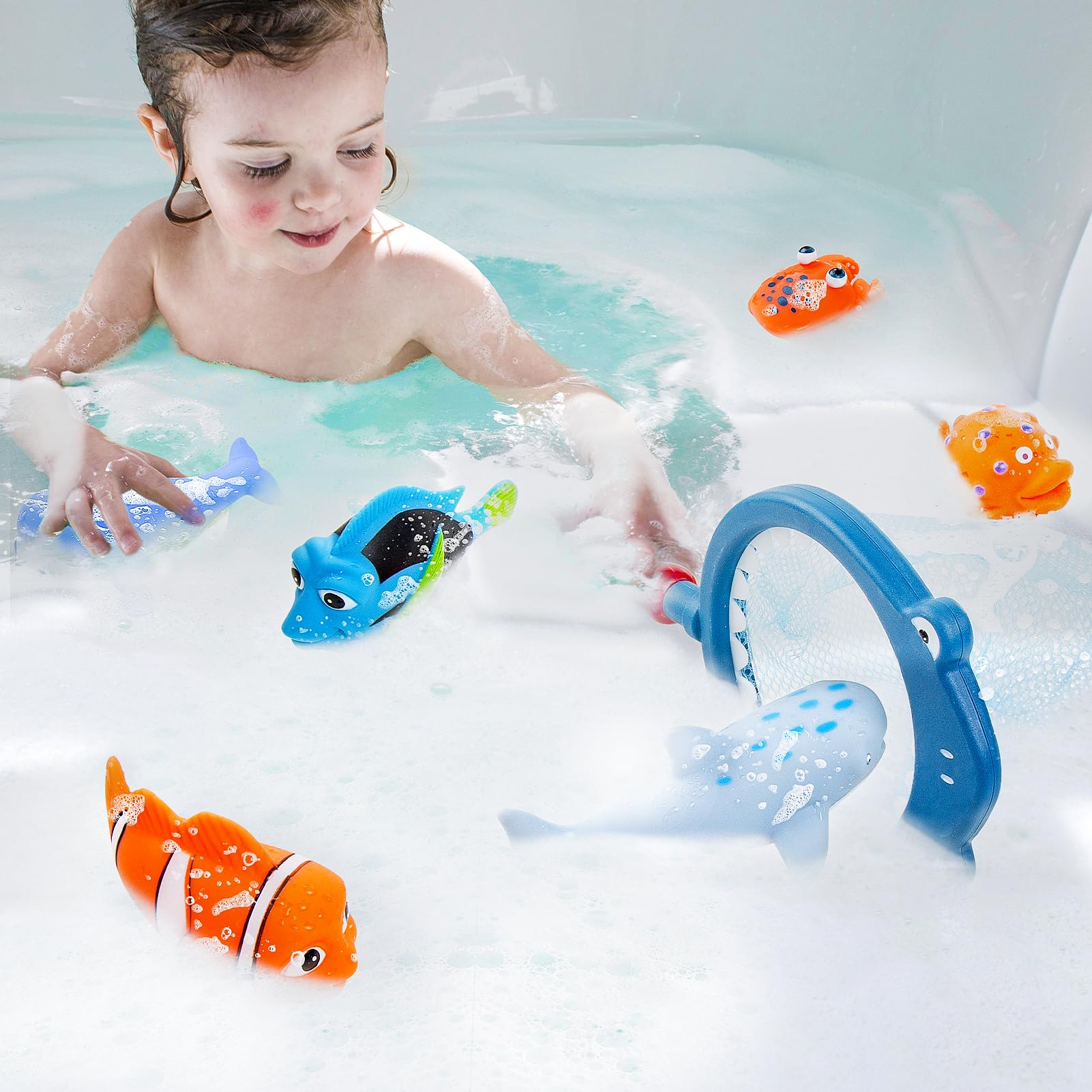 **Mold-Free Bath Toys for Toddlers 1-3 Years | No-Hole Water Toys for Infants 6-12 Months | Includes Storage Bag | Baby Shark Pool, Bathtub & Beach Toys | Perfect Gift for Boys & Girls | Fun for Bath Time, Swimming & Outdoor Play**
