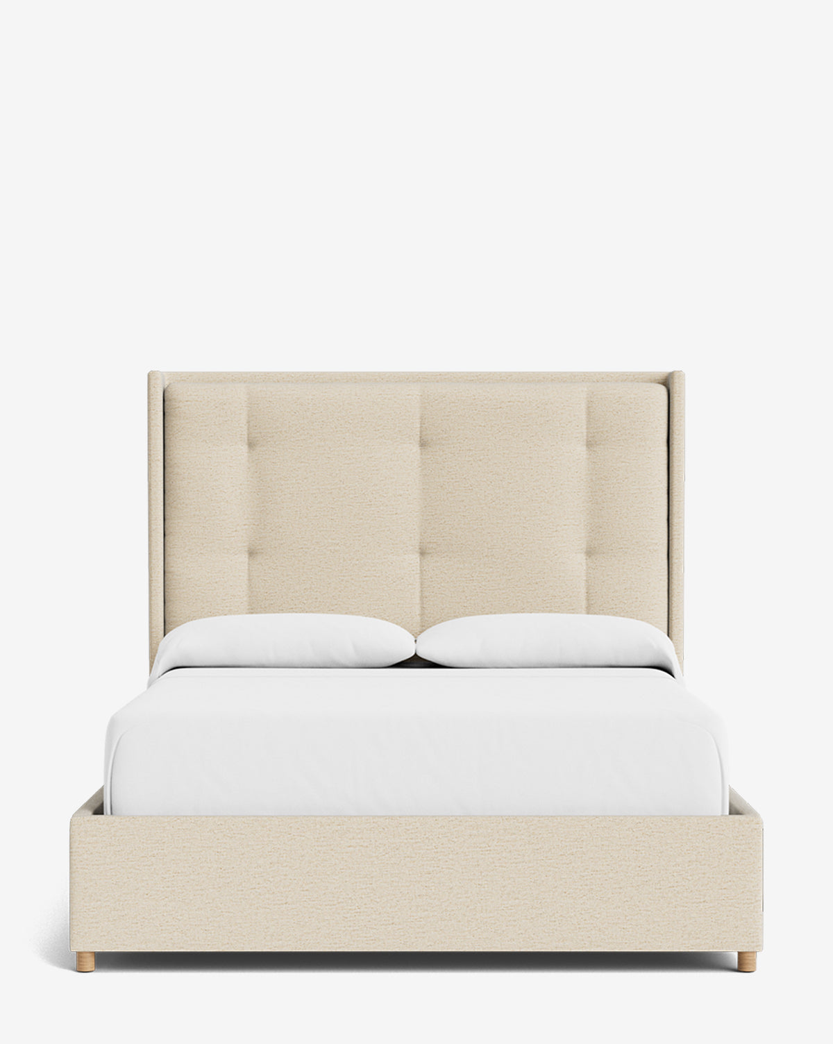 Luxury Ria Upholstered Bed Frame - Queen Size Platform Bed with Soft Fabric Headboard - Modern Bedroom Furniture for Master & Guest Rooms