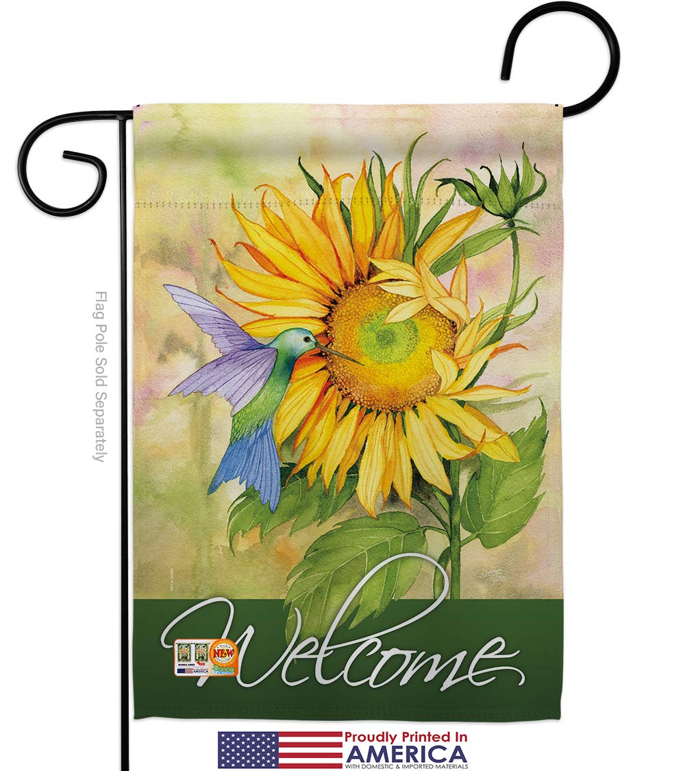 Sunflower Hummingbird Garden Flag Set - 13x18.5 Inch Spring Decor for Outdoor