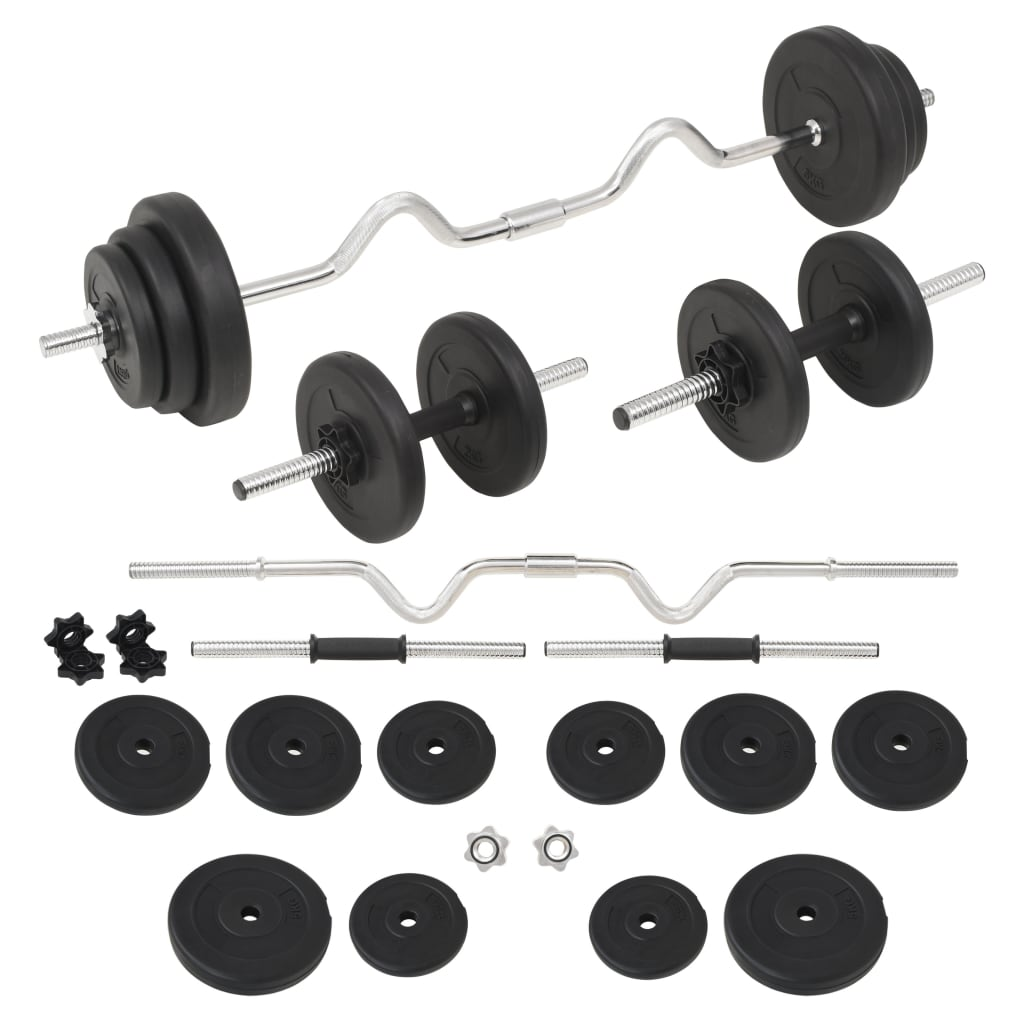vidaXL 30kg Barbell and Dumbbell Set for Home Gym Strength Training - Perfect for Weightlifting, CrossFit & Full-Body Workouts