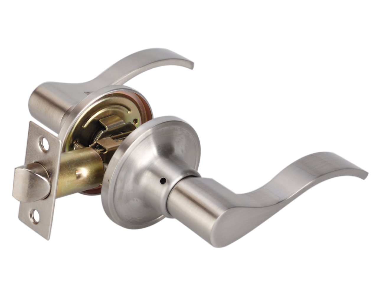 TMC Hall/Closet Lever Handle Lock - Brushed Nickel Finish for Passage Door - TL001-SN-PS-4P - Ideal for Bedrooms, Bathrooms & Interior Doors