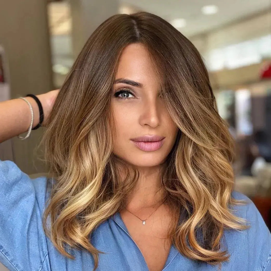 Ella 100% Human Hair Wigs for Women - Natural Brazilian Straight Lace Front Wig with Adjustable Straps for Daily Wear & Cosplay