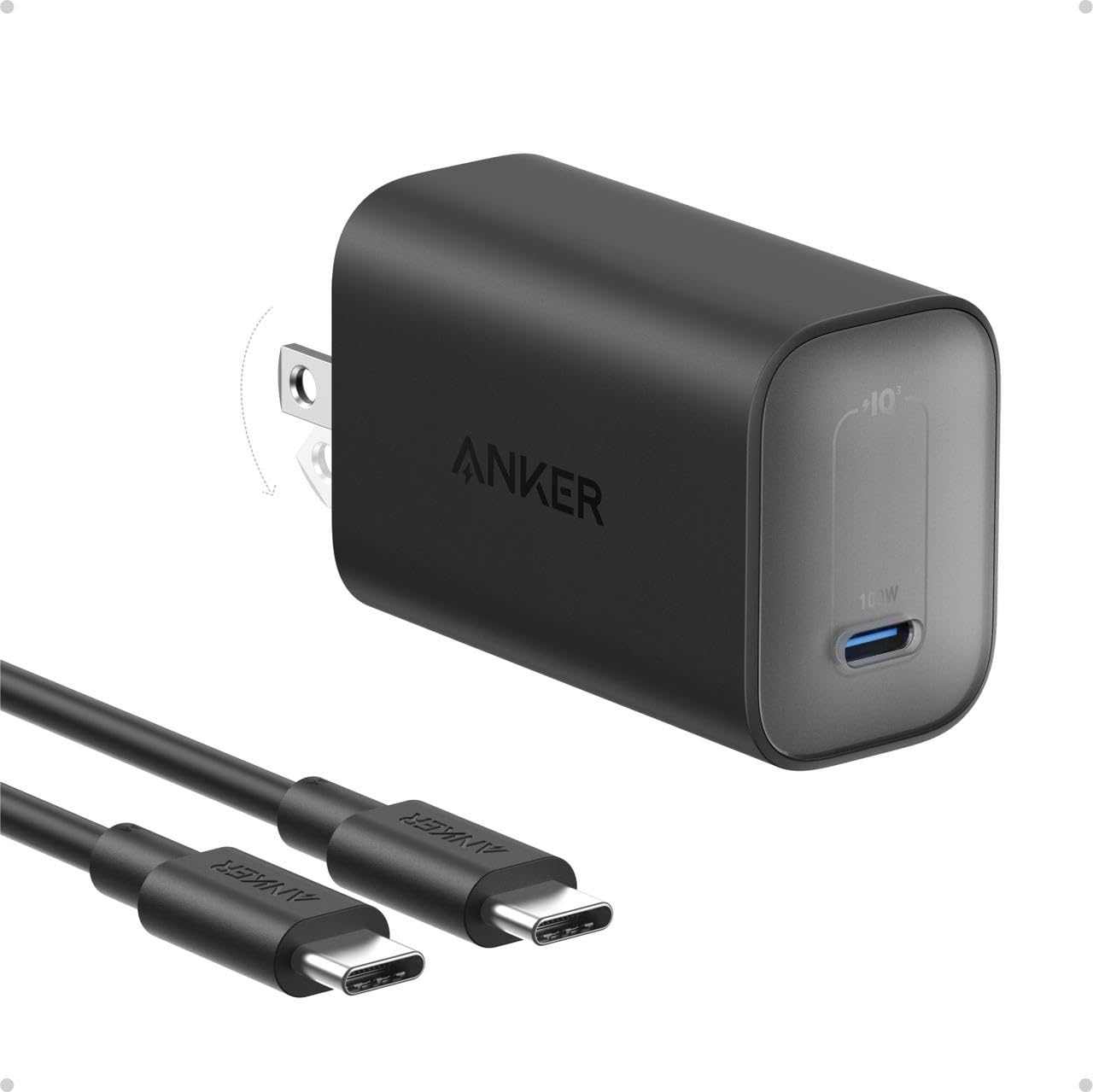 Anker Nano 100W USB-C Fast Charger for MacBook, iPhone 15/14/13 Series, iPad & All USB-C Devices | Foldable Compact Design | Includes 6ft USB-C Cable | Perfect for Travel, Office & Home Charging | MagSafe Compatible
