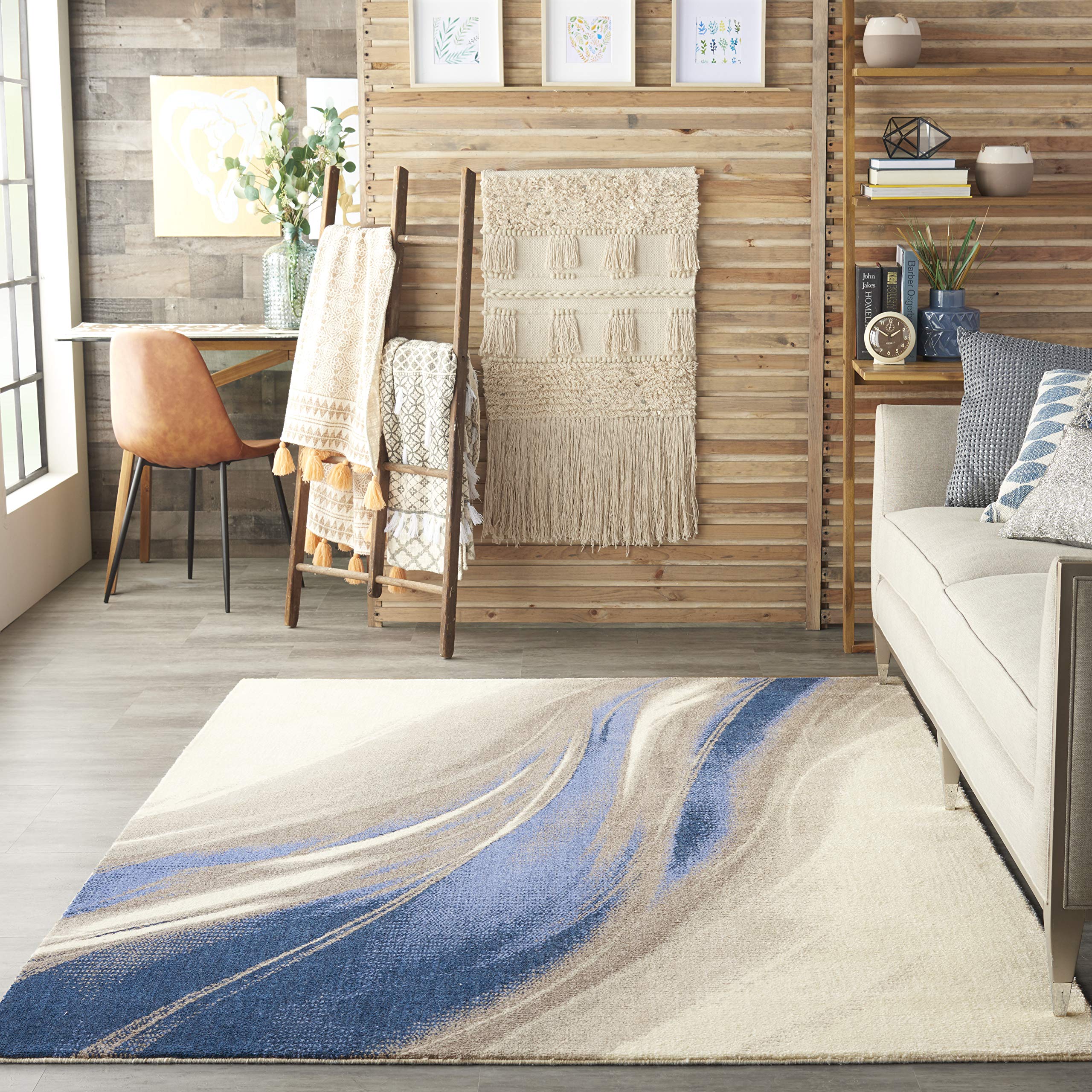 Nourison Twilight Beach Ivory Grey Blue 5'6