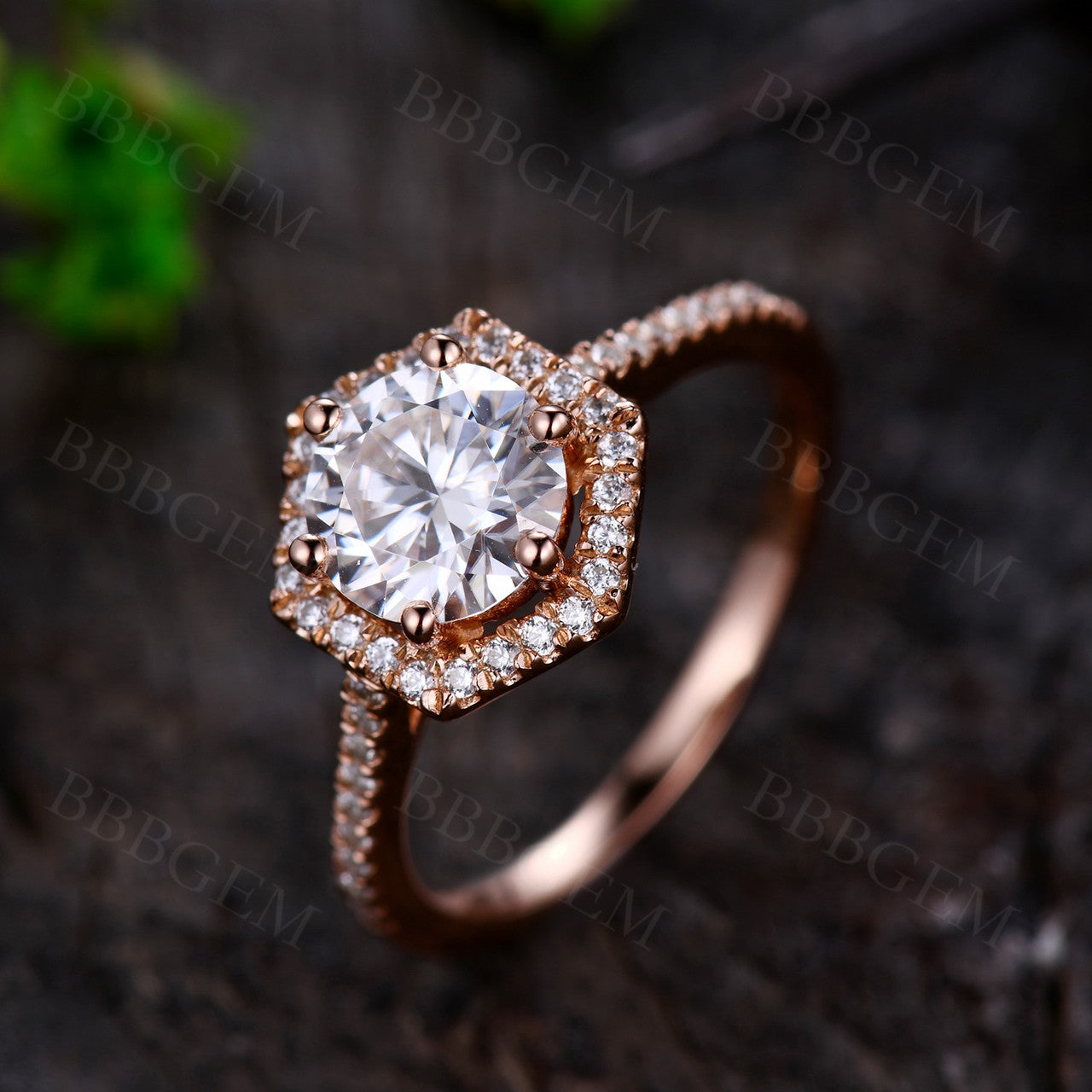 1.25CT Rose Gold Moissanite Engagement Ring with Hexagonal Halo - Diamond Promise Wedding Ring for Women | Perfect for Proposals, Anniversaries & Special Occasions