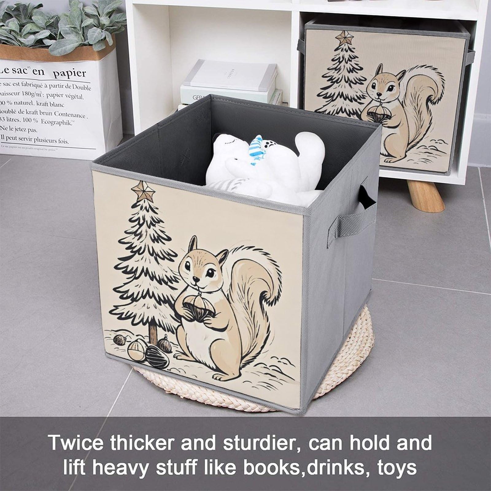 6PCS Foldable Storage Bins - Squirrel Printed Organizers for Home & Office