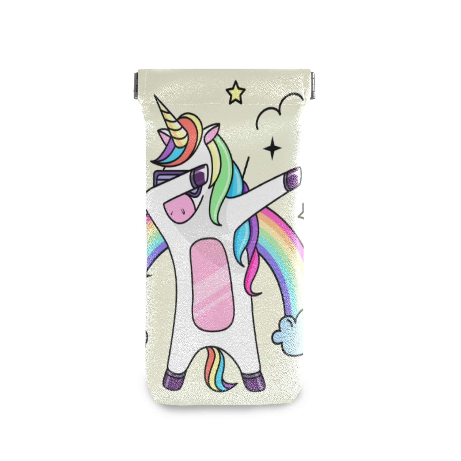 Unicorn & Rainbow Sunglasses Case - Soft Leather Eyeglass Pouch with Squeeze Top Closure | Portable Glasses Holder for Women, Men & Kids | Perfect for Travel, Work & Daily Use