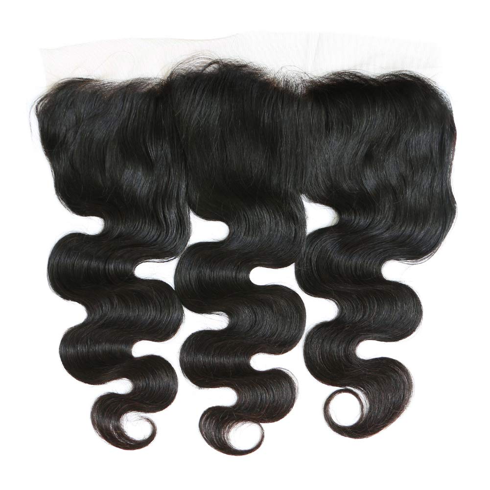 100% Virgin Unprocessed Human Hair 13x4 Lace Frontal - Queen Hair Body Wave Ear to Ear Free Part Natural Black (12 Inches) | Perfect for Protective Styles, Weaves & Everyday Glam