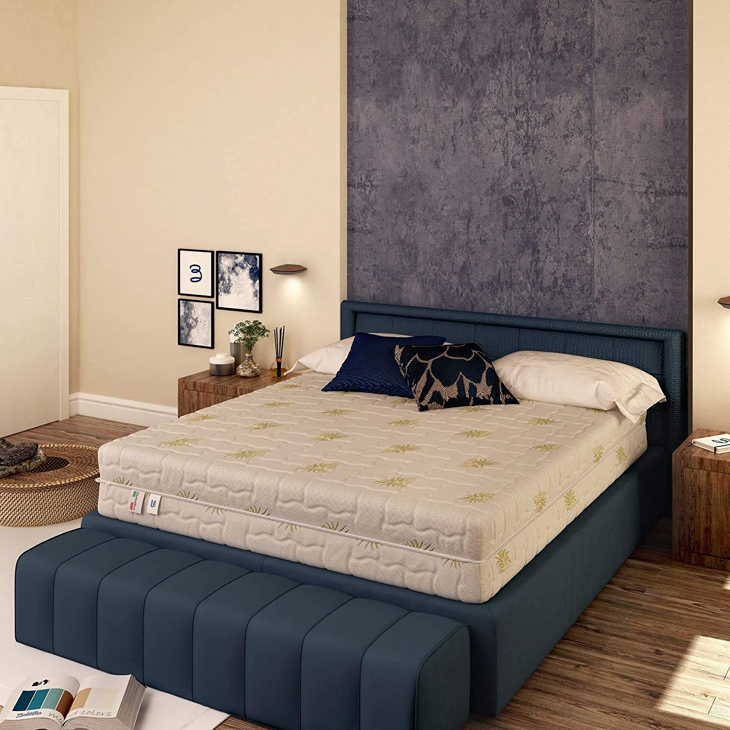 Baldiflex Emporio - French Style Memory Foam Mattress, Dream Bugnato, 5cm Memory Layer, 23cm Height, Removable Aloe 3D Cover, Size 140x190x23cm - Perfect for Bedrooms, Guest Rooms & Luxury Hotels