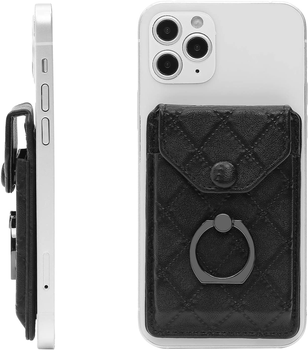 RFID Blocking Phone Card Holder - Adhesive Credit Card & ID Holder for All Smartphones - Secure Wallet Alternative for iPhone, Samsung - Perfect for Travel, Gym & Daily Use (Black)