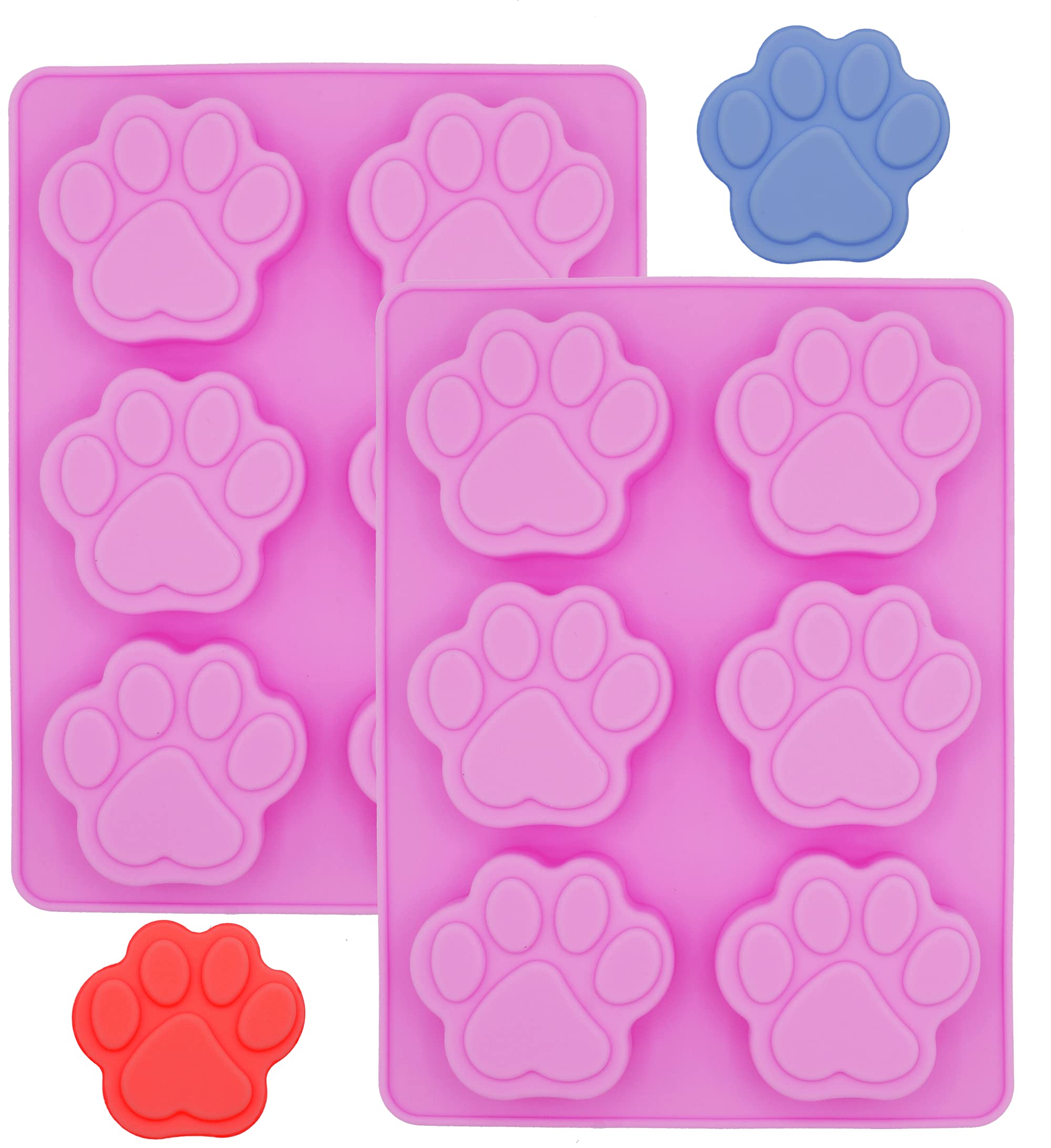 2 Pack Reusable Silicone Dog Treat Molds - Paw Shaped Baking Molds for Homemade Dog Cookies, Microwave & Freezer Safe, Easy Clean (Perfect for DIY Dog Treats, Birthday Parties & Dog Training Rewards)