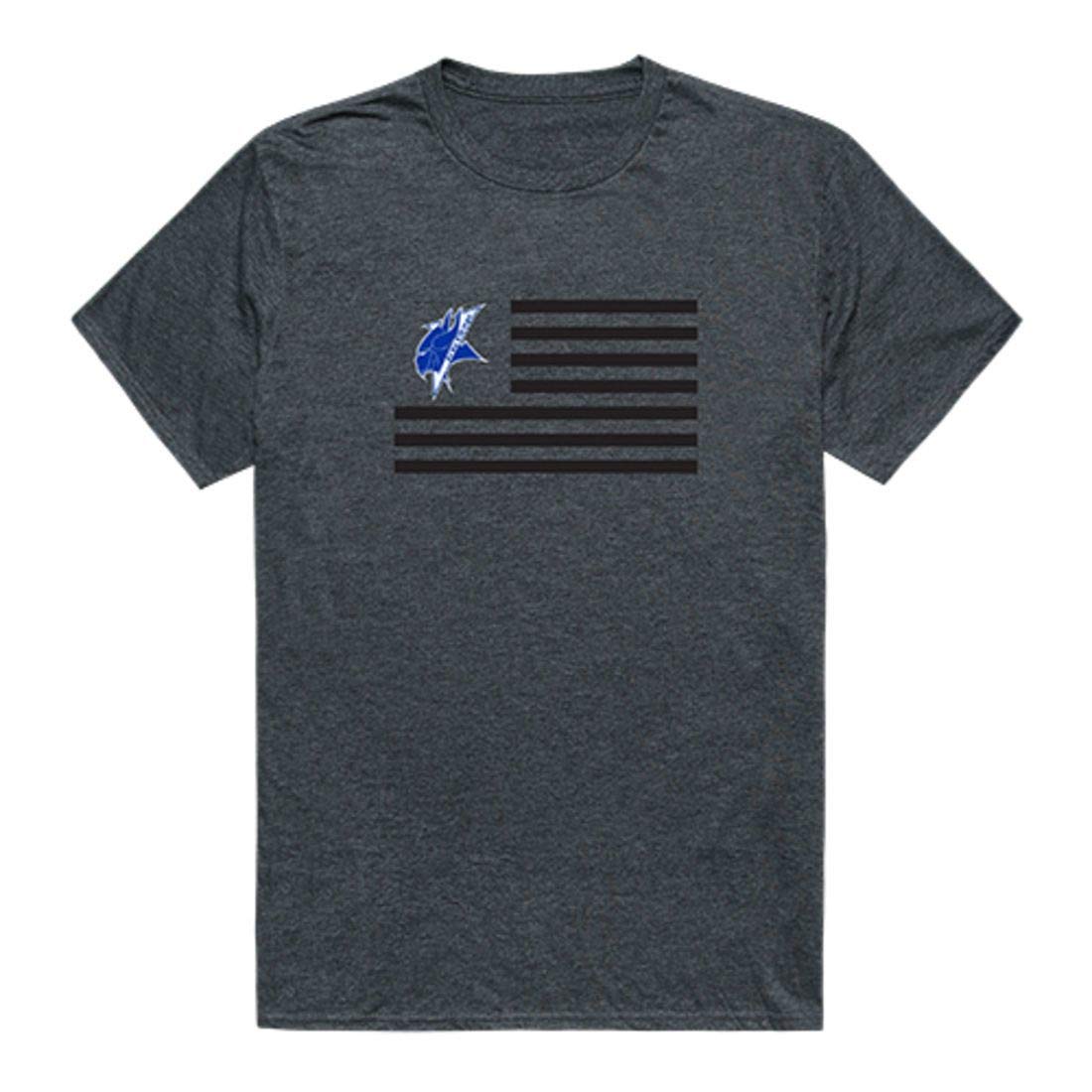 ECSU Elizabeth City State University Vikings USA Flag T-Shirt - Heather Charcoal - Comfortable Cotton Tee for School Spirit, Game Day & Casual Wear