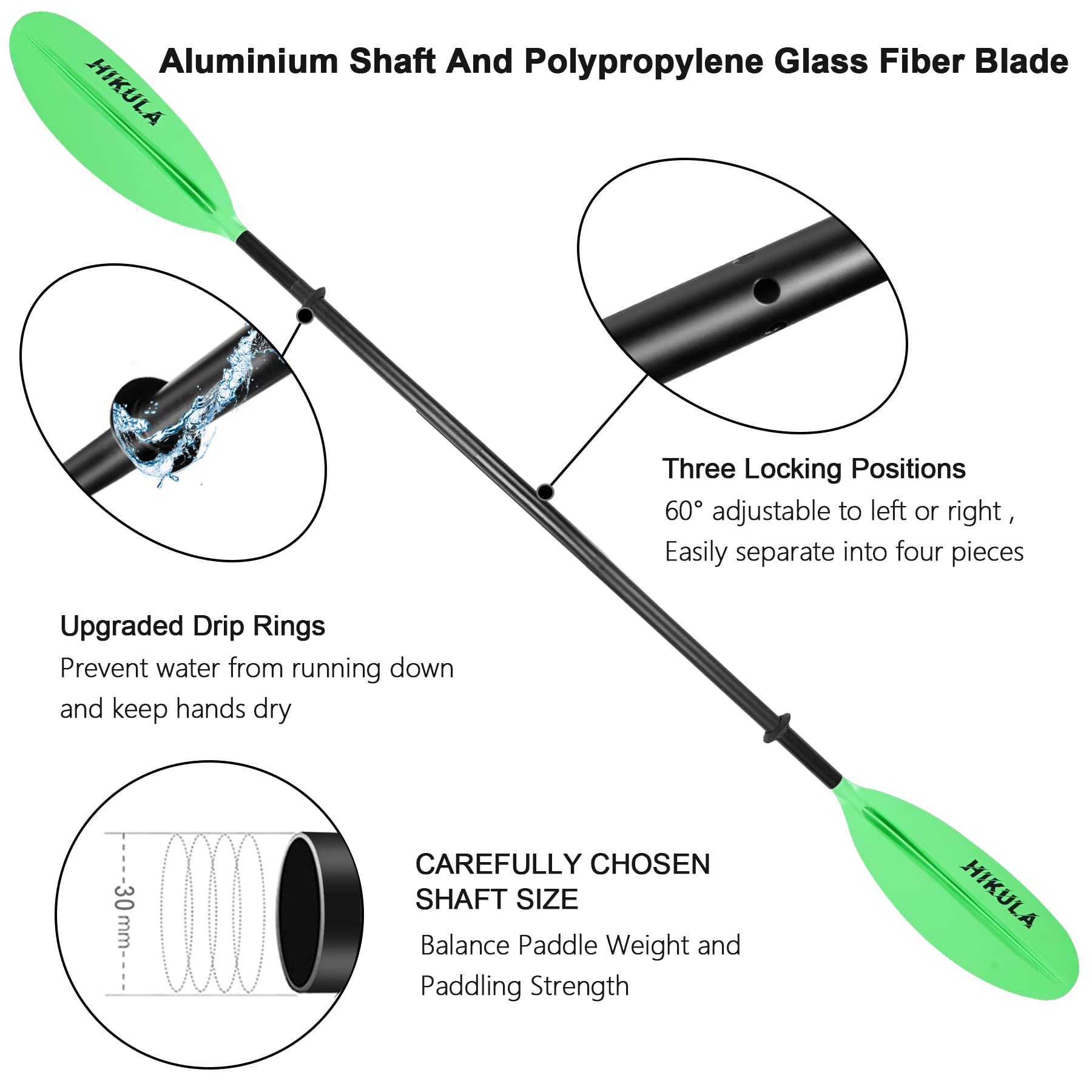 Premium 4-Piece Kayak Paddle - Lightweight Aluminum Shaft & Floating PP Blades (86.6in/220cm & 90.5in/230cm Options) - Ideal for Recreational Kayaking, Fishing, and Water Sports Adventures