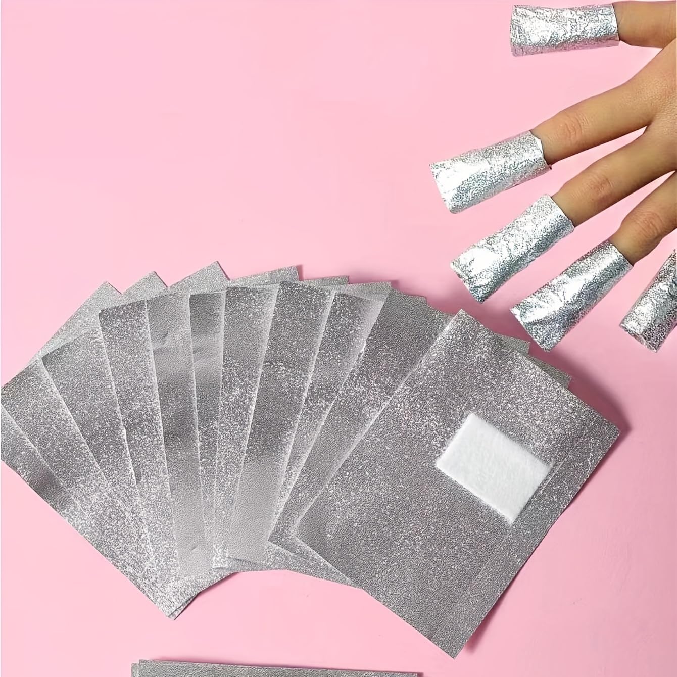 100 PCS Nail Foil Gel Aluminum Wraps Remover - Manicure Nail Art Cleaner & Cuticle Pusher - Cotton Pads for Nail Polishing - Non-Liquid Nail Polish Remover - Perfect for Salon & Home Nail Care
