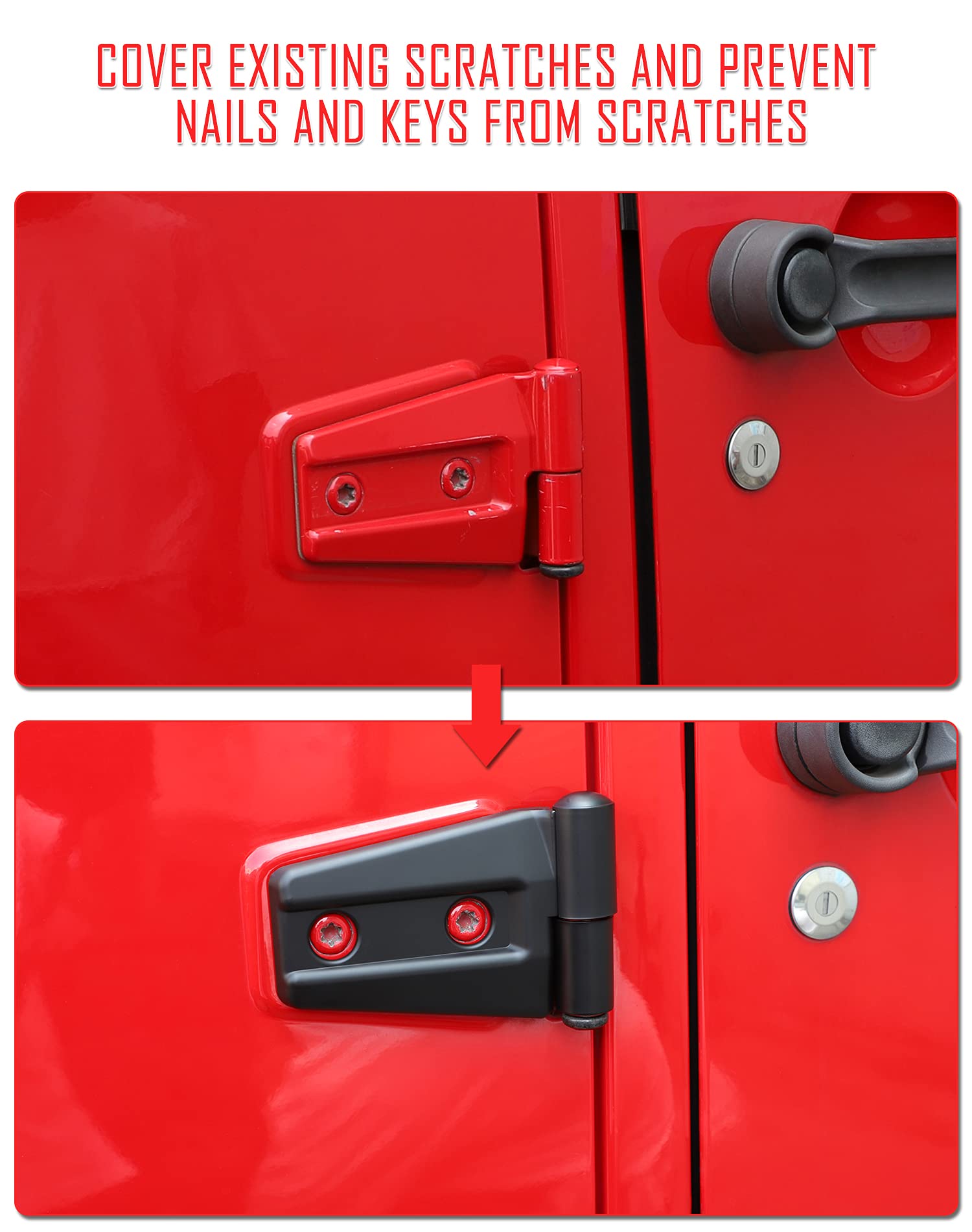 JeCar Matte Black Door Hinge Cover Trim - Exterior Accessories for 2007-2018 Jeep Wrangler JK JKU (Sport, Rubicon, Sahara) | Durable Protection & Stylish Upgrade for Off-Road Adventures