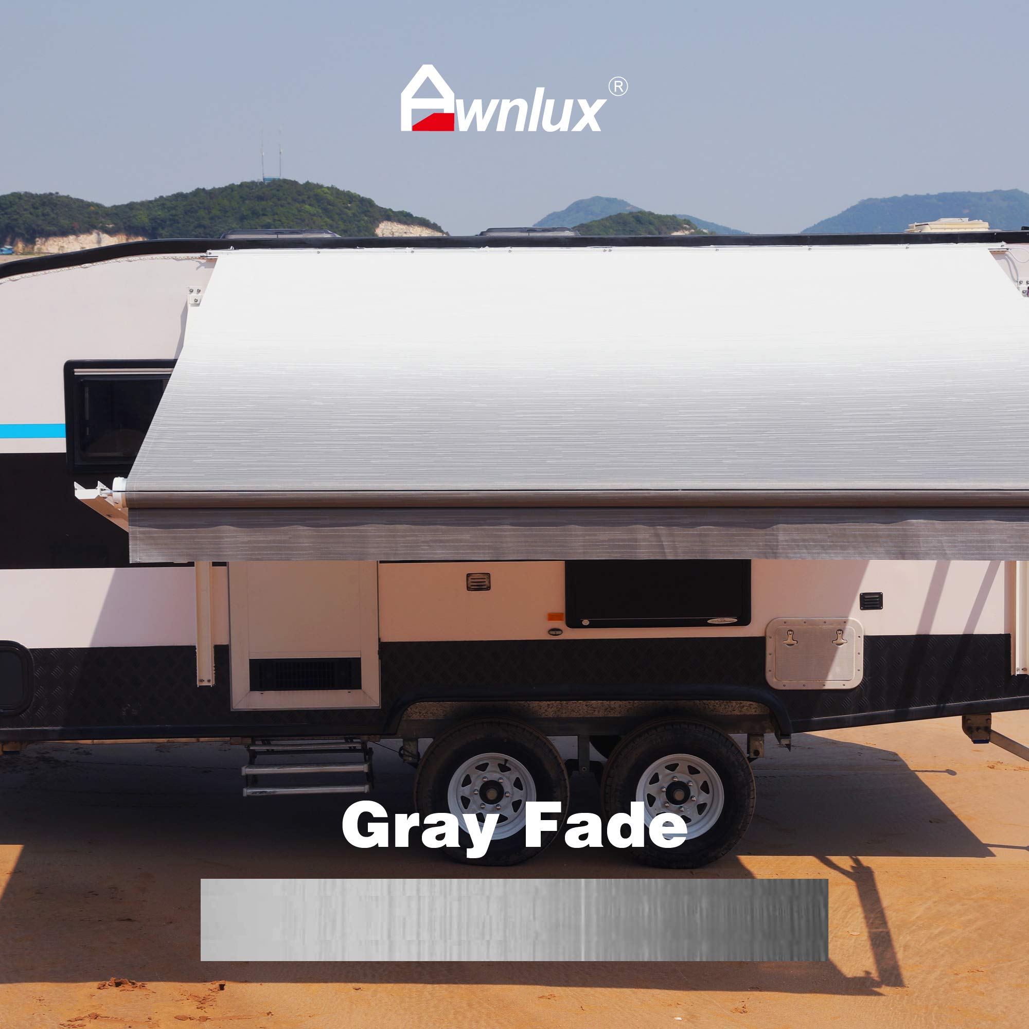 Waterproof RV Awning Replacement Fabric - UV Resistant Vinyl Shade Screen for Camping & Outdoor Shelter (19' Gray, Fits 18'2