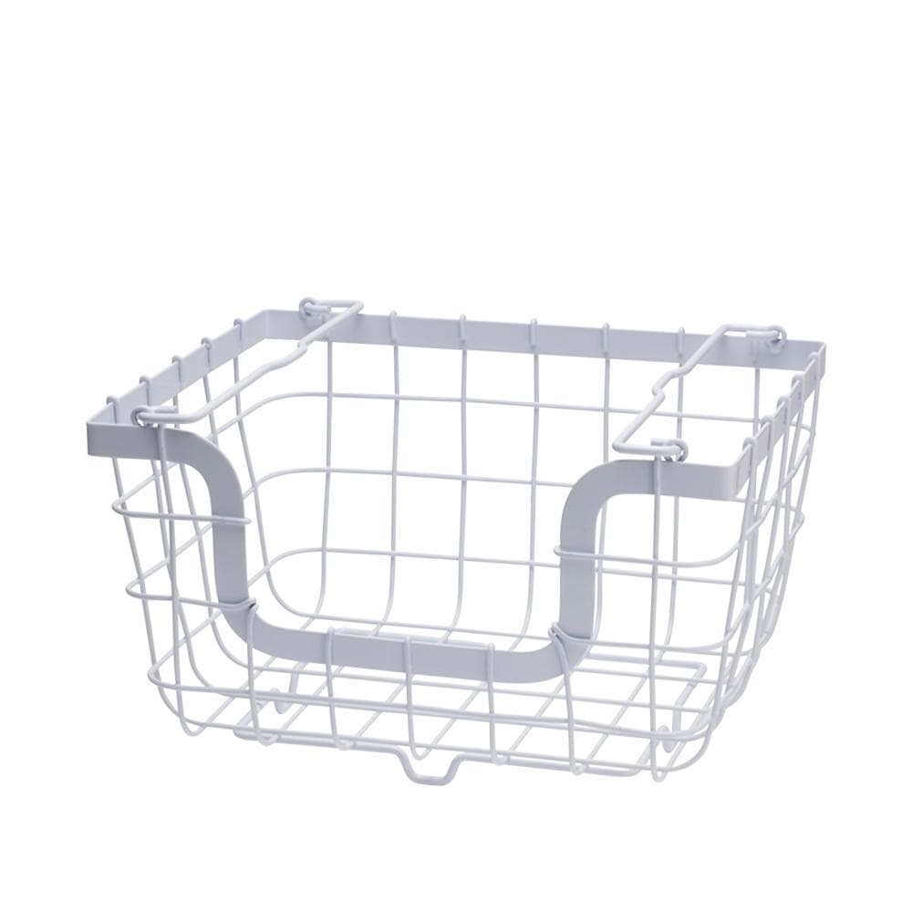 White Stacking & Nesting Wire Baskets for Home Organization - Perfect for Pantry, Bathroom, and Office Storage