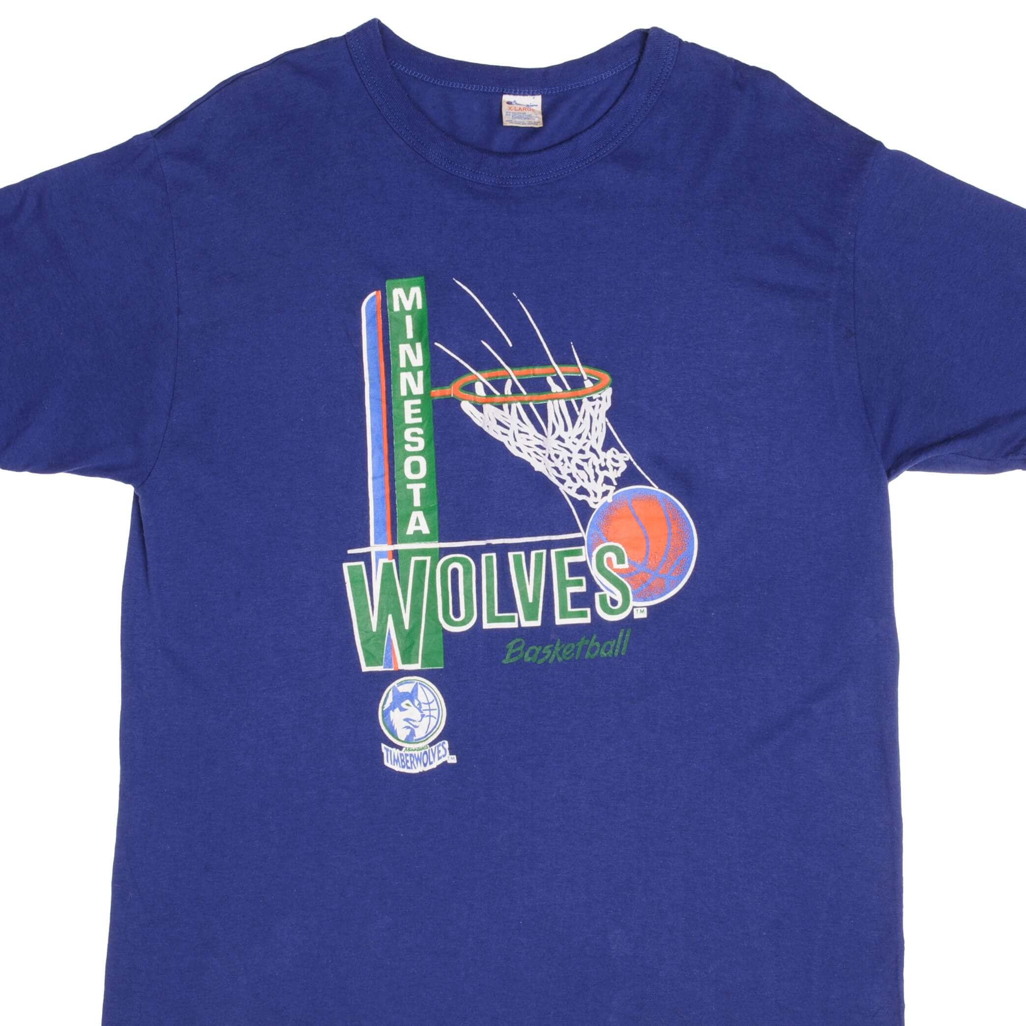 Vintage Champion NBA Minnesota Timberwolves Tee Shirt 1980s XL - Retro Basketball Fan Apparel - Made in USA - Perfect for Game Day, Casual Wear & Vintage Sports Collections