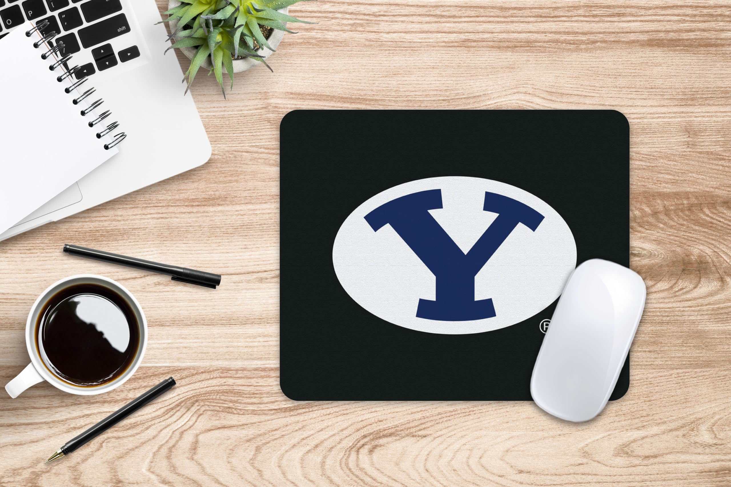BYU Brigham Young University Logo Mouse Pad - Non-Slip Fabric Gaming & Office Desk Mat for Computers, Laptops - Perfect for Work, Study & Gaming (Classic Black)