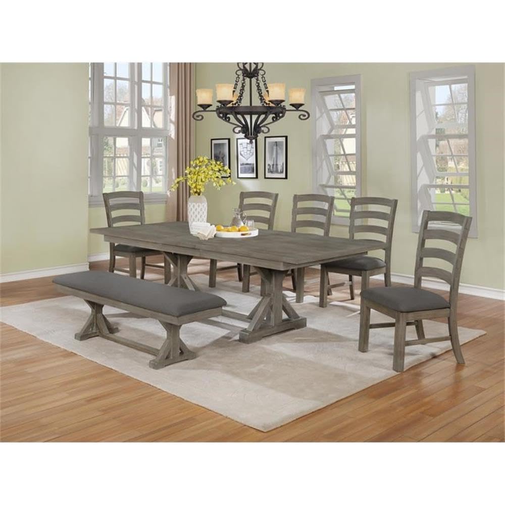 Premium Solid Wood Dining Bench - Single Seat, Comfortable Gray Finish - Perfect for Kitchen, Dining Room, and Breakfast Nook