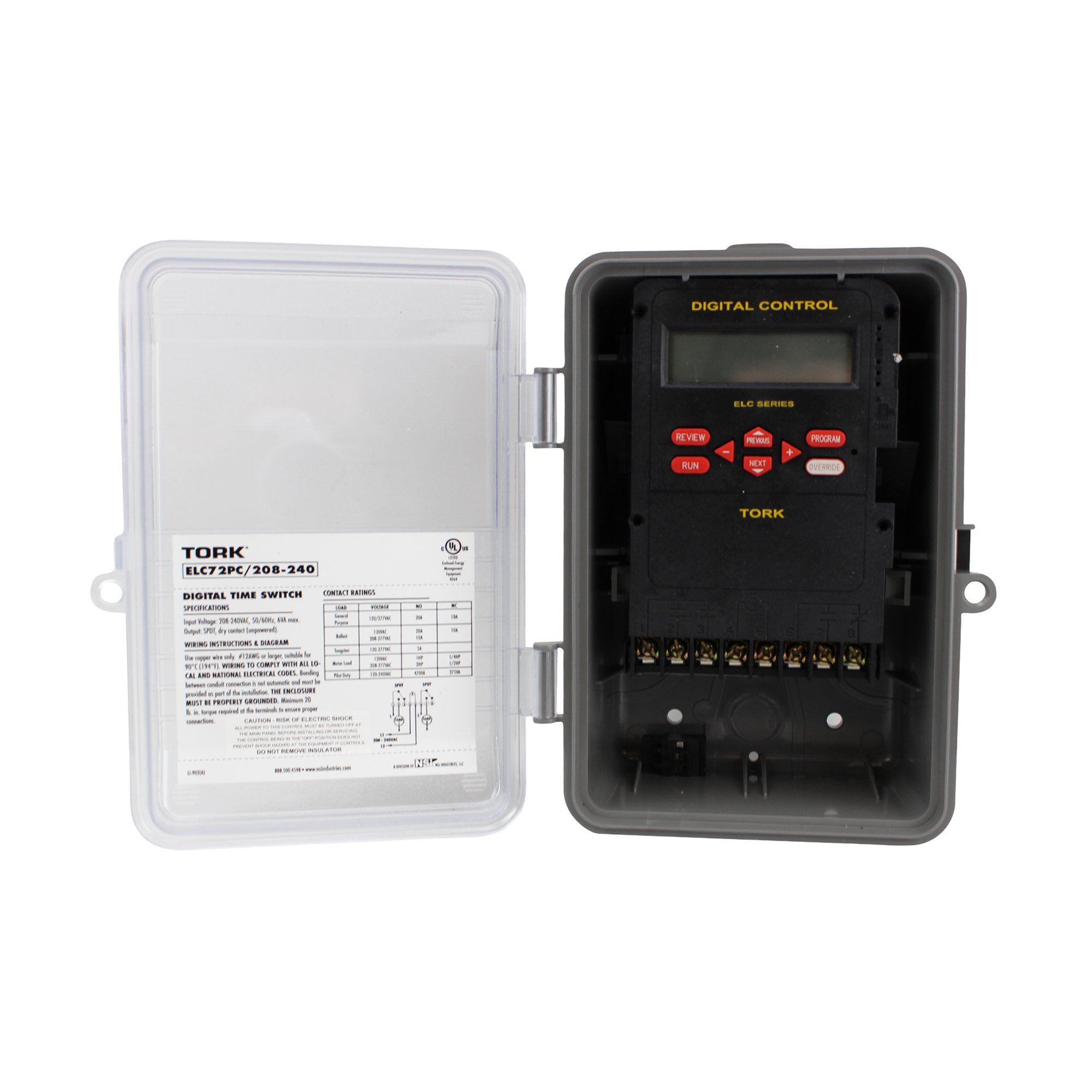 ELC Series Energy & Lighting Control Zone Timer Switch - 208-240V AC, 2-Channel SPDT Output - Perfect for Commercial Buildings, Warehouses & Outdoor Lighting Automation