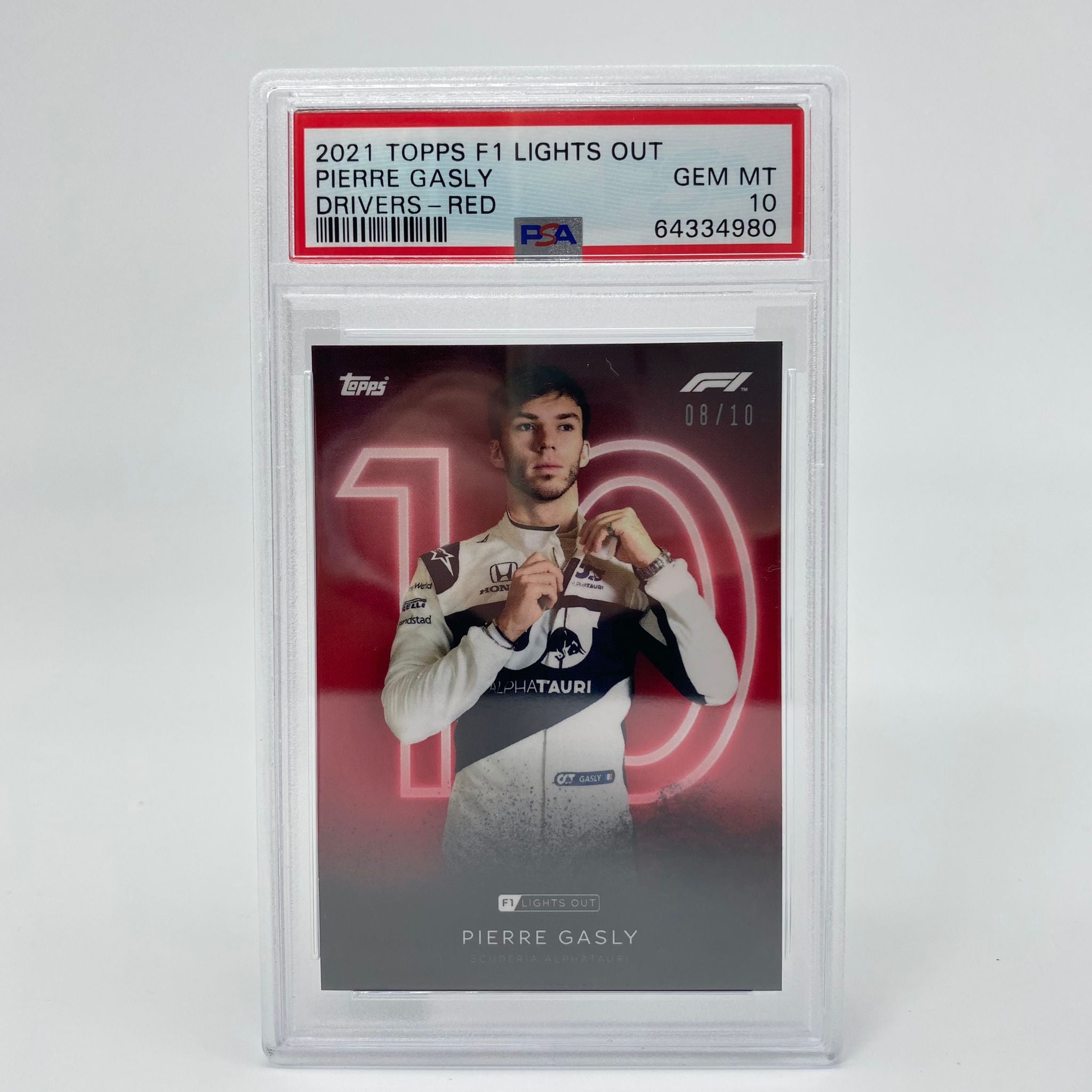 PSA 10 Graded 2008 Pierre Gasly Red Parallel Racing Card - Perfect for F1 Collectors, Sports Memorabilia Displays & Trading Card Investments