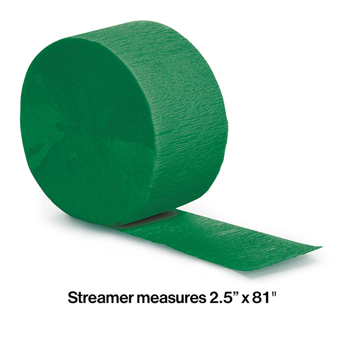 12-Piece Bulk Emerald Green Crepe Streamer Roll - 81 Feet Long for Party Decorations, Birthday Celebrations & Wedding Decor