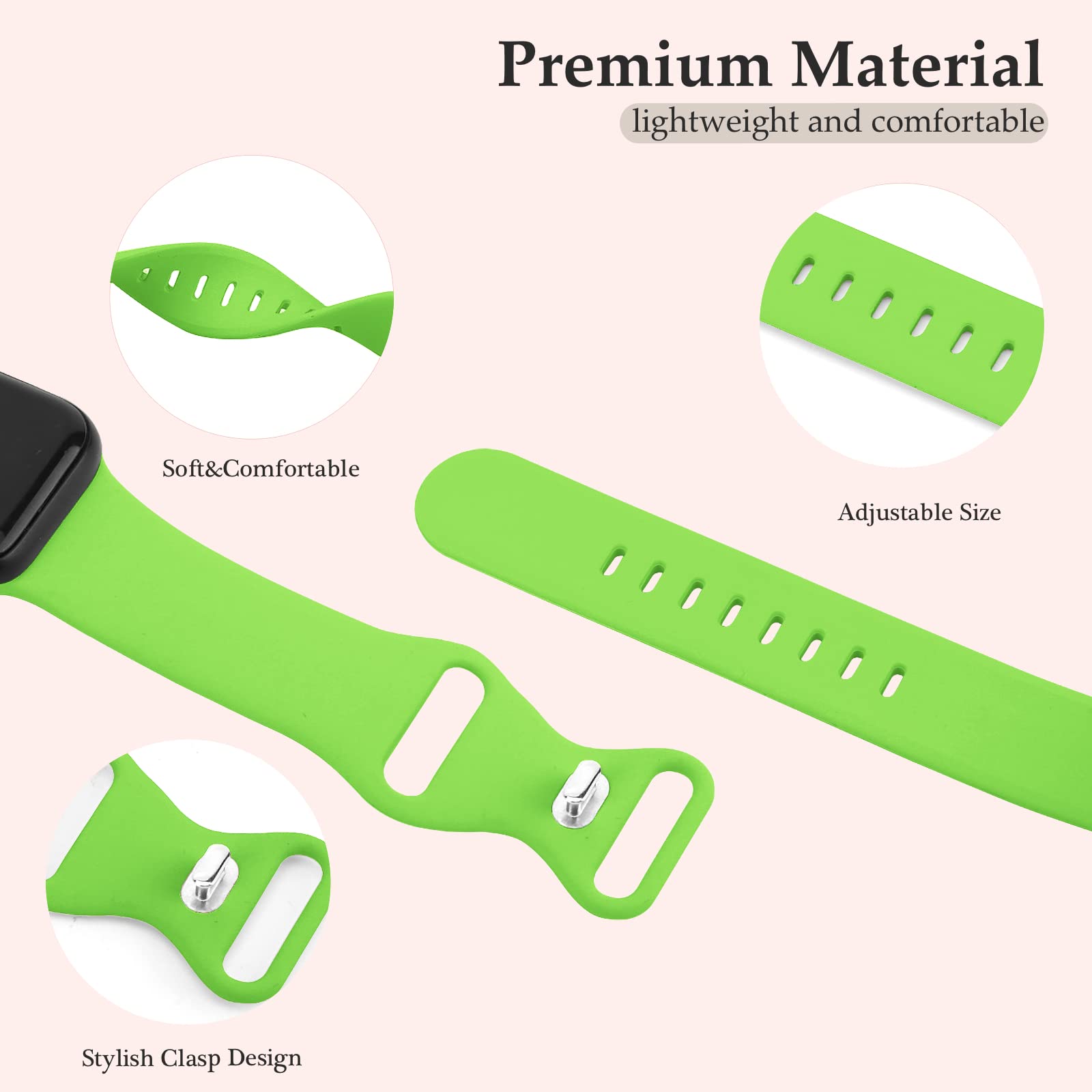 Premium Soft Silicone Sport Band for Apple Watch Series 1-9, Ultra 2, SE - Compatible with 38mm 40mm 41mm 42mm 44mm 45mm 49mm - Durable Replacement Strap for Women & Men - Perfect for Workouts, Running & Everyday Wear