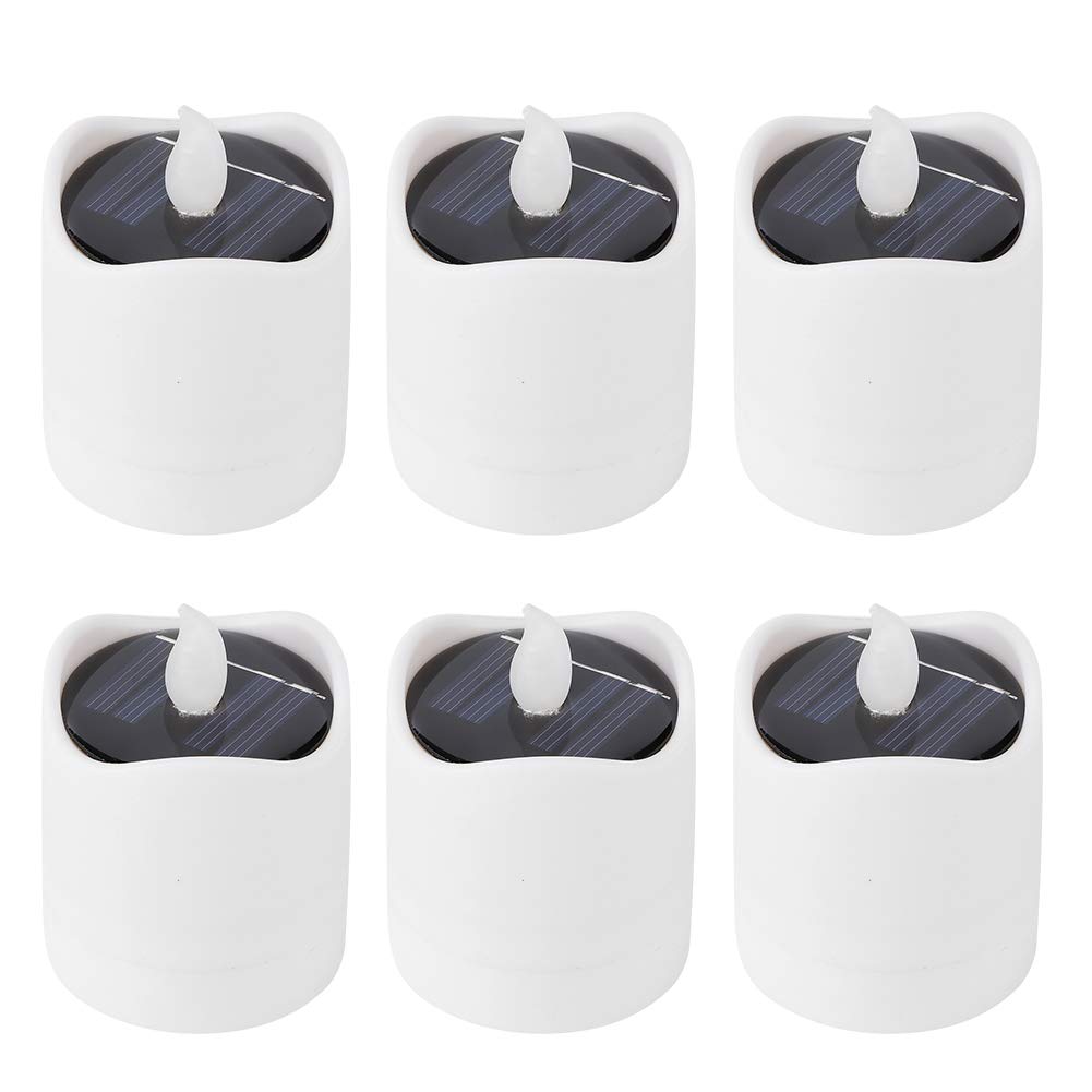 Omabeta 6-Pack LED Flameless Candles - Solar Powered Waterproof Smokeless Candles for Wedding, Outdoor, Garden, Patio & Home Decor - Romantic Ambiance Lighting