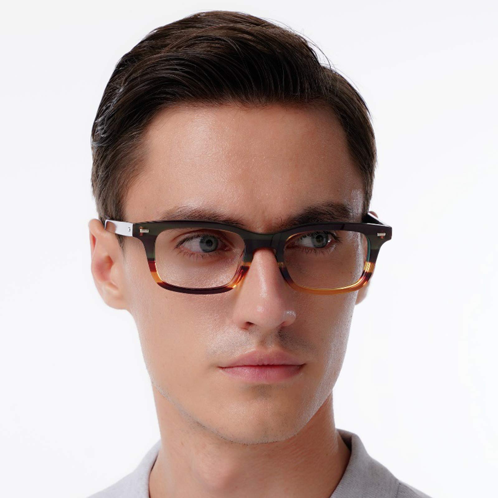 Stylish Acetate Eyeglasses for Men & Women - Non-Prescription Rectangle Fashion Glasses with Thick Frame - Perfect for Reading, Work & Everyday Wear