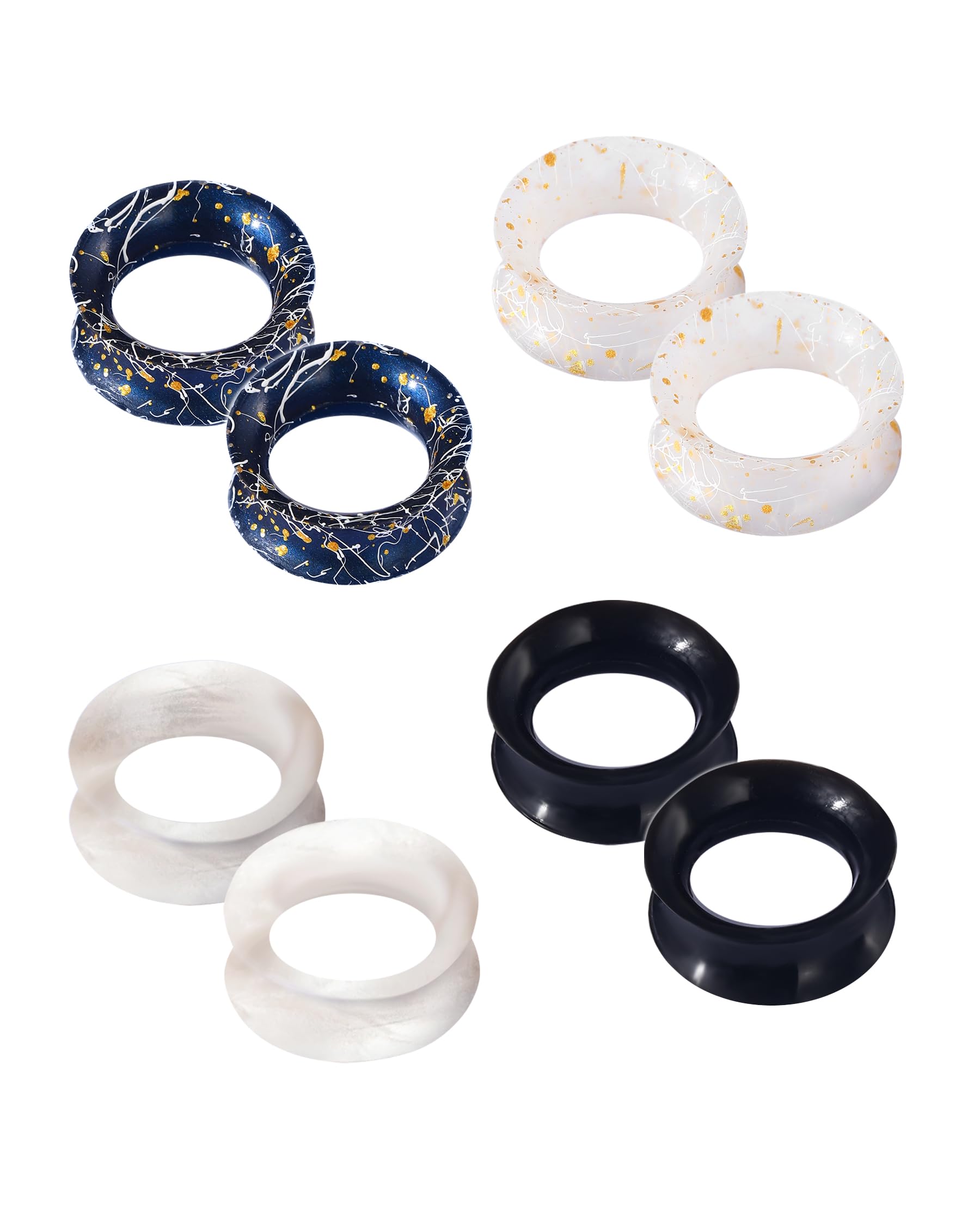 COCHARM 8PCS Soft Flexible Silicone Ear Gauges - Double Flared Tunnels & Plugs (0g, 00g, 1/2